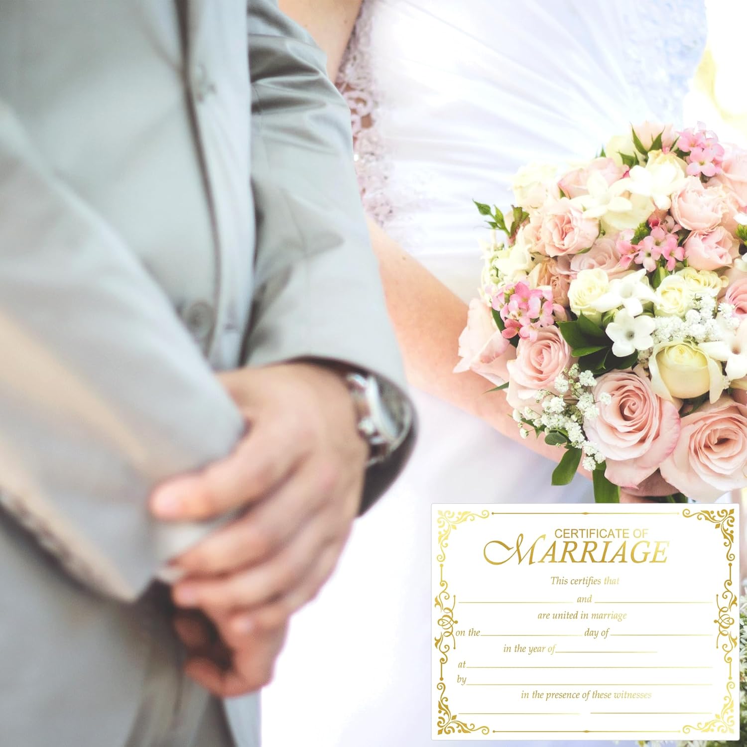 Gold Foil Marriage Certificates 11x85 Inch 24 Pcs Wedding Paper