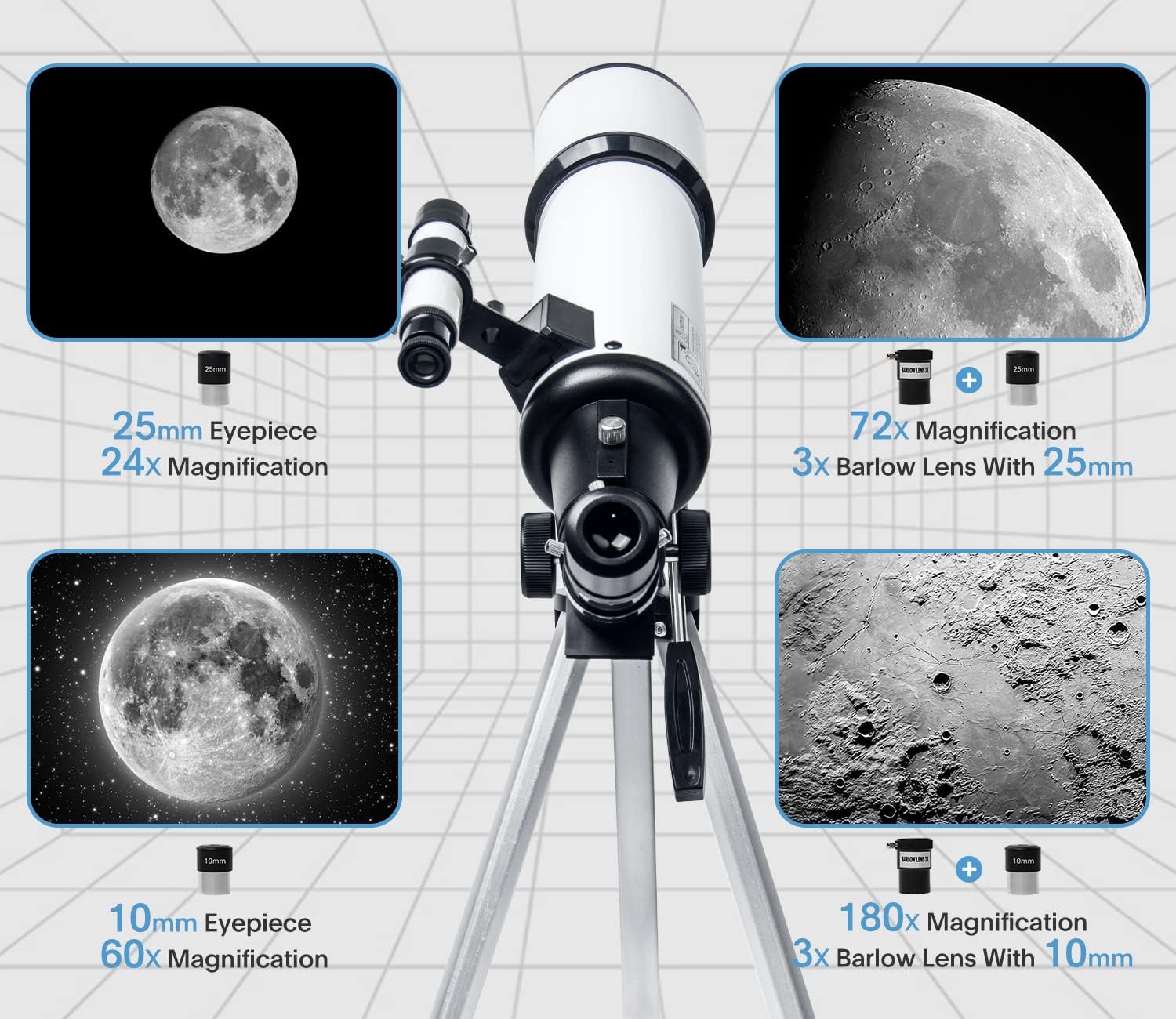 HEXEUM 80mm Aperture Telescope with AZ Mount and Phone Adapter
