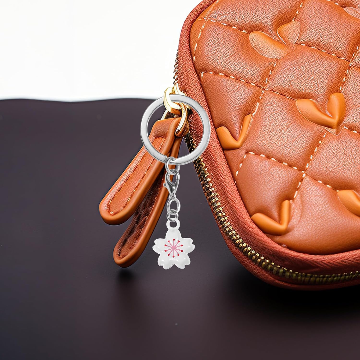 LOGOFUN 5pcs Cherry Blossom Bell Charms for DIY Jewelry