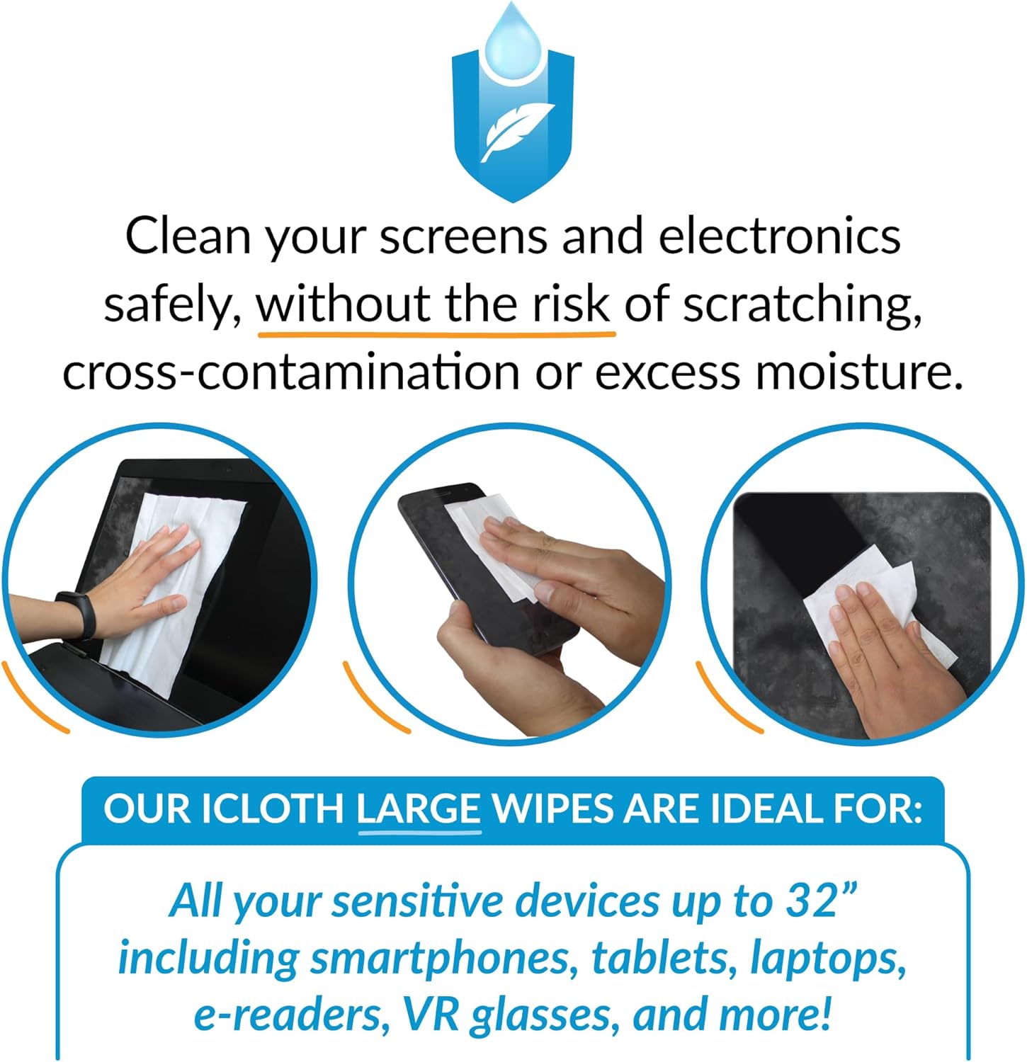 iCloth Large Screen Cleaning Wipes for Electronics
