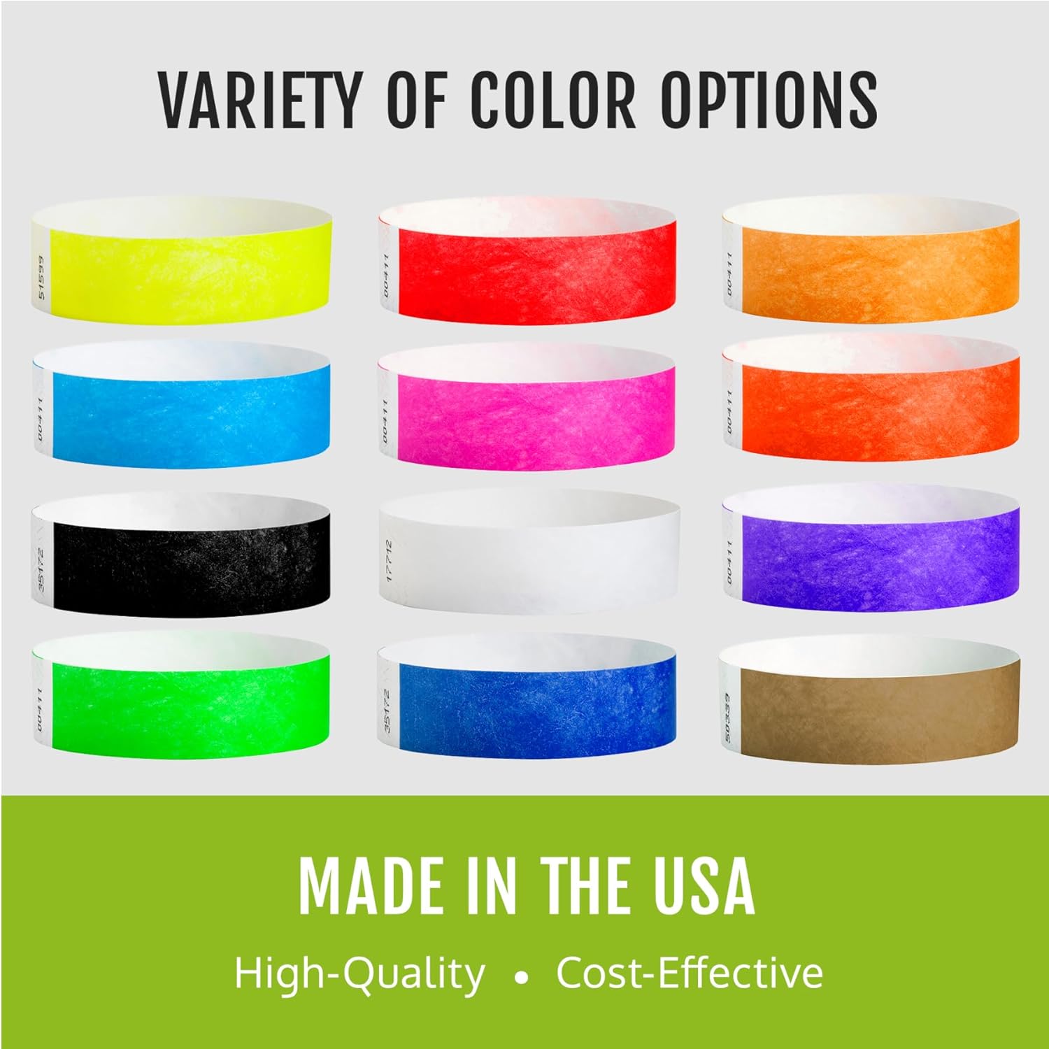 600 WristCo Tyvek Wristbands 6-Color Variety Pack