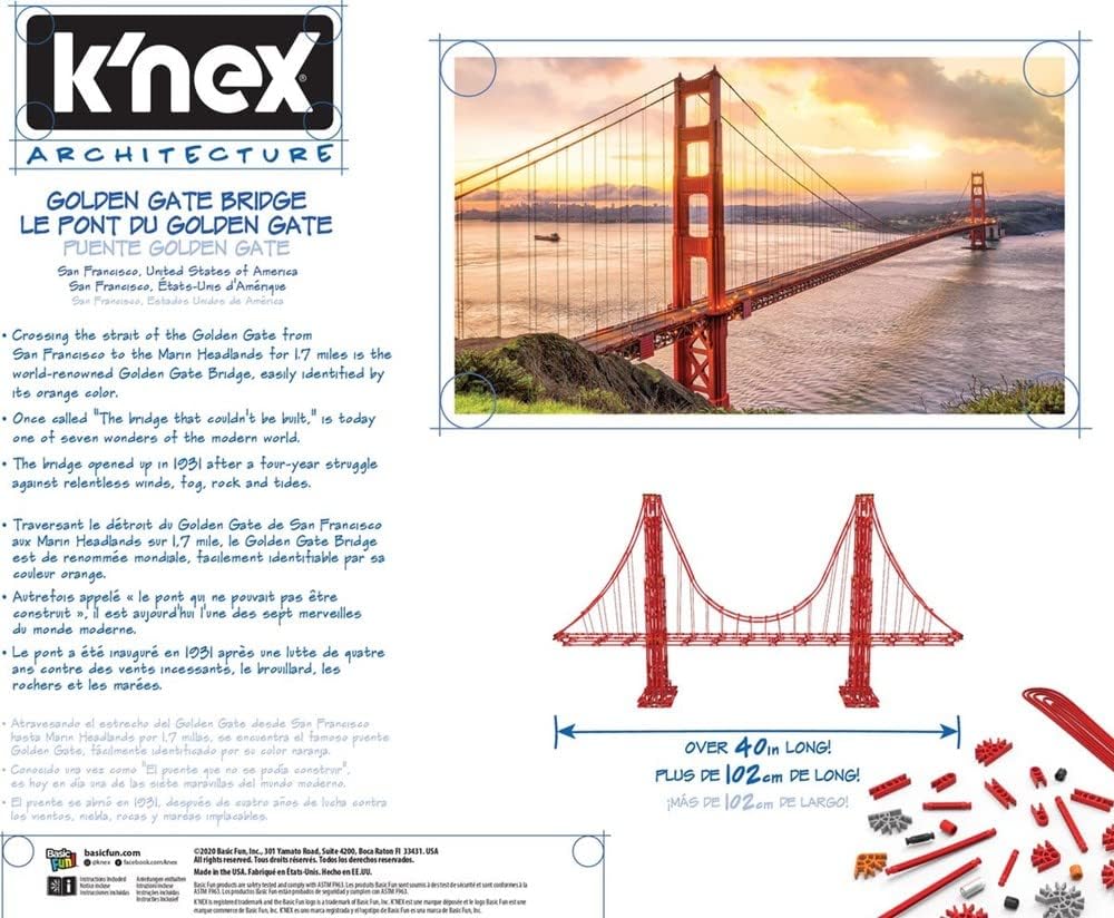 KNEX Golden Gate Bridge Architecture Building Set - 1536 Pieces