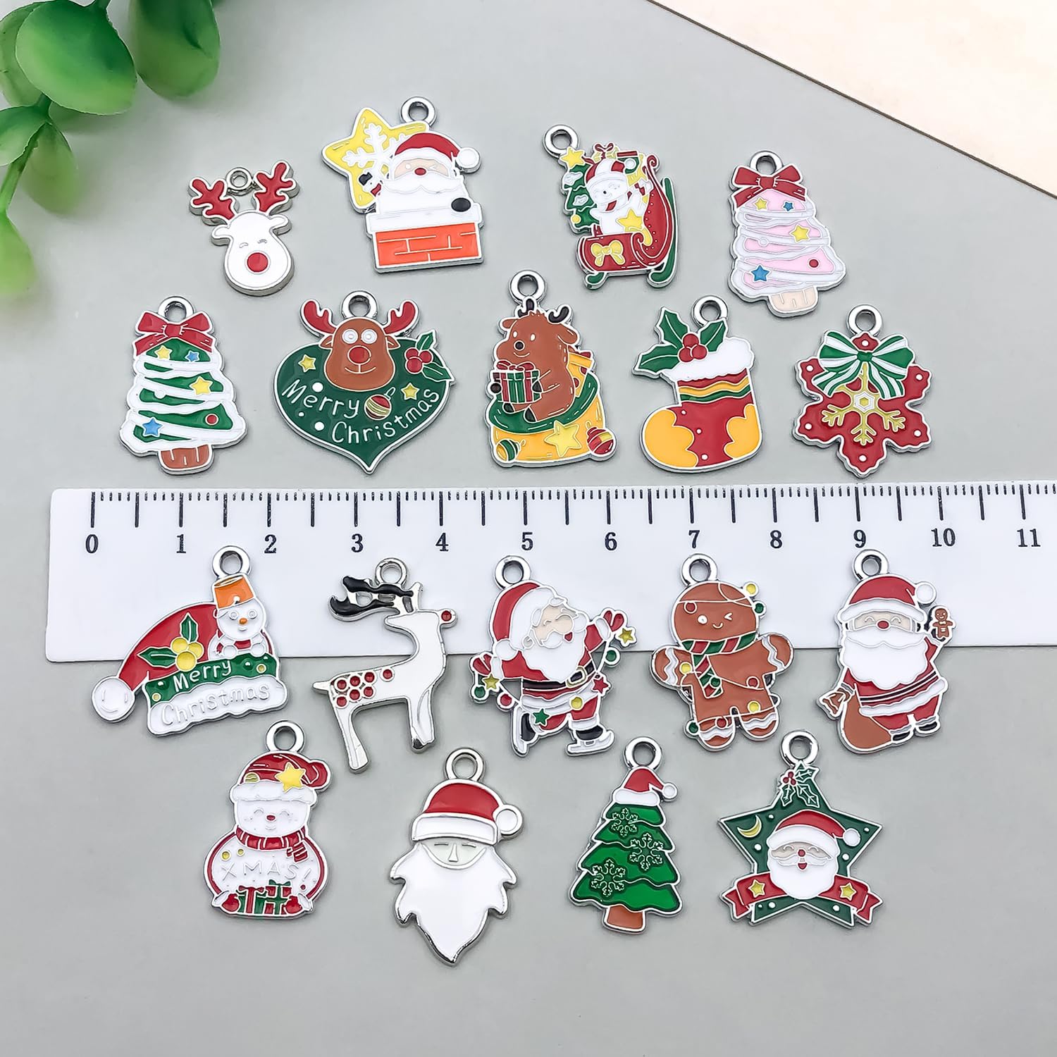 40pcs Silver Christmas Bell Deer Charm Pendant DIY Jewelry Accessories