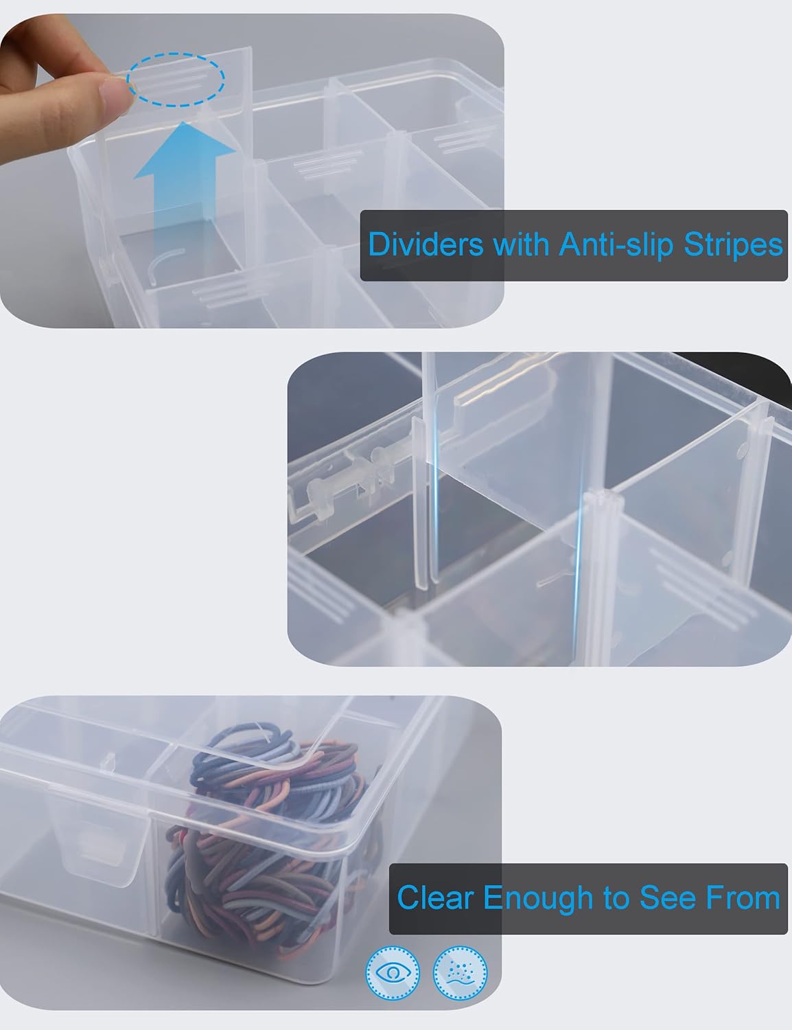 Hlotmeky Plastic Organizer Box with 15 Grids and Dividers