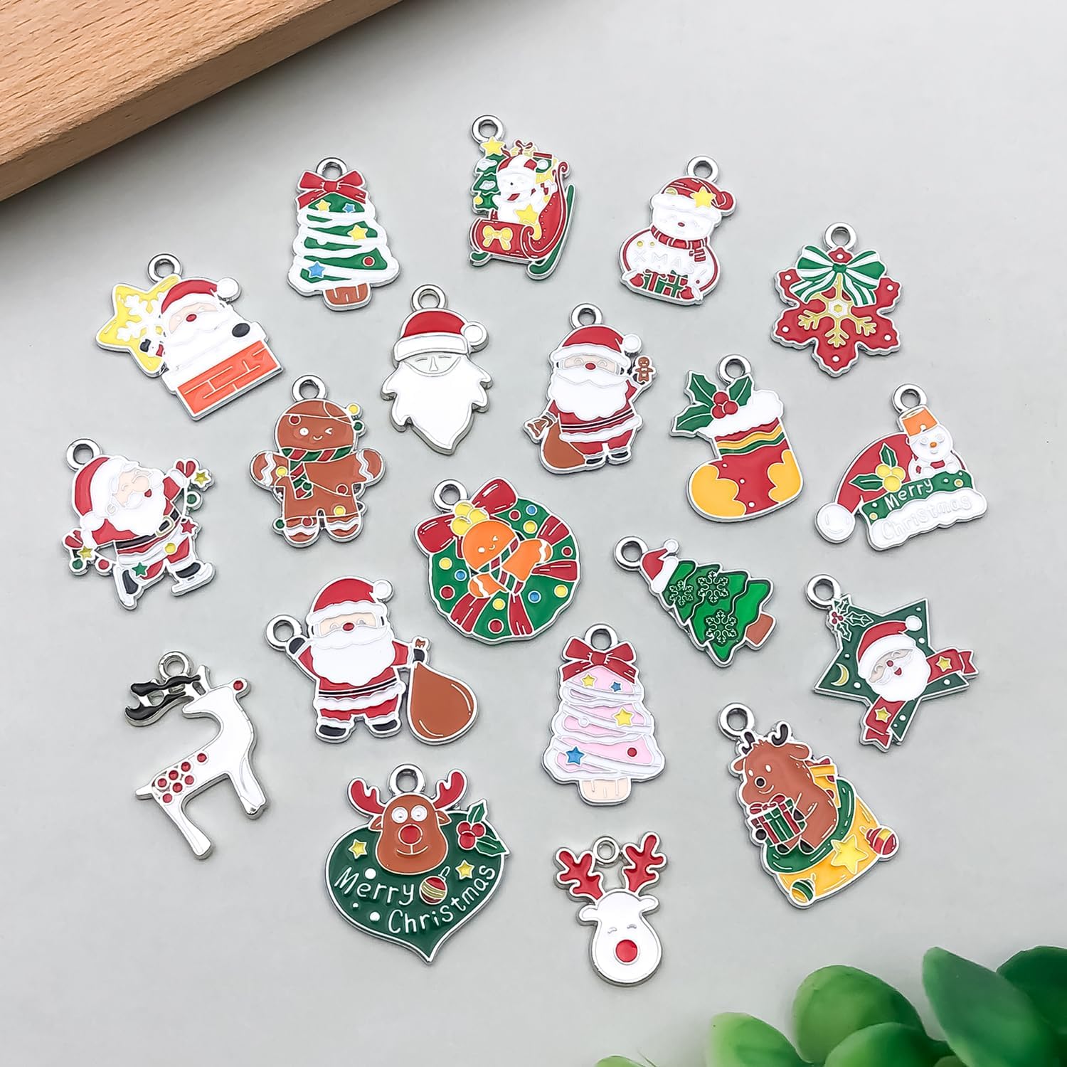 40pcs Silver Christmas Bell Deer Charm Pendant DIY Jewelry Accessories