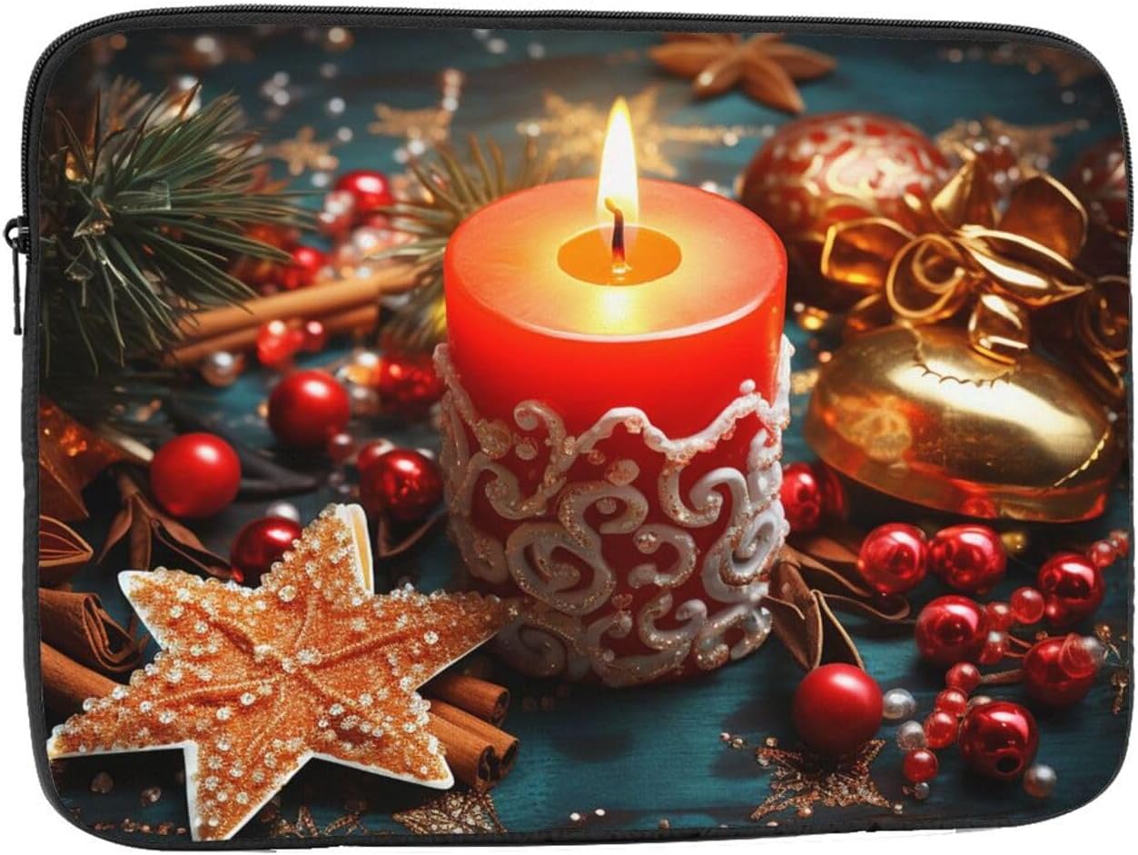 OPSREY Christmas Candle Print Laptop Sleeve 15 Inch Case