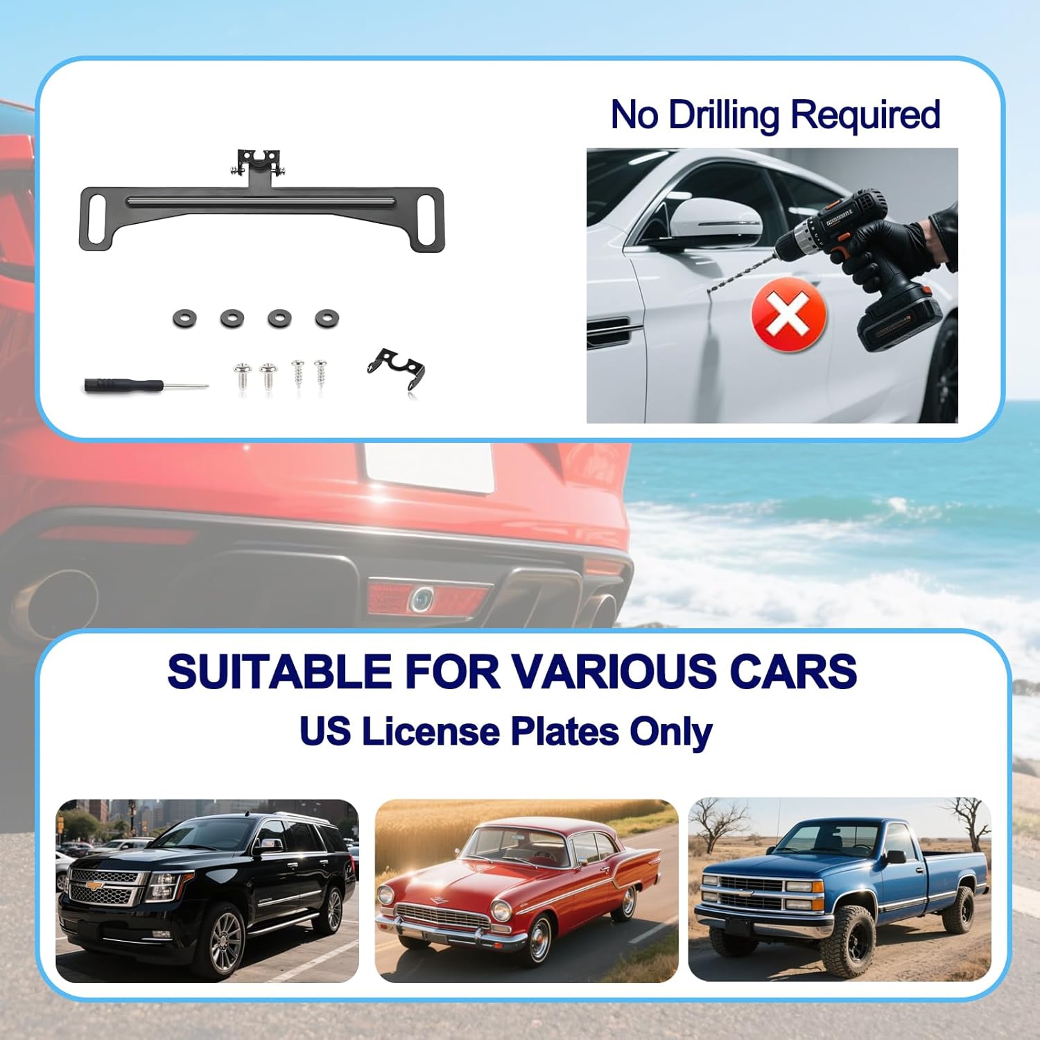 Universal Car Rear View Camera License Plate Bracket