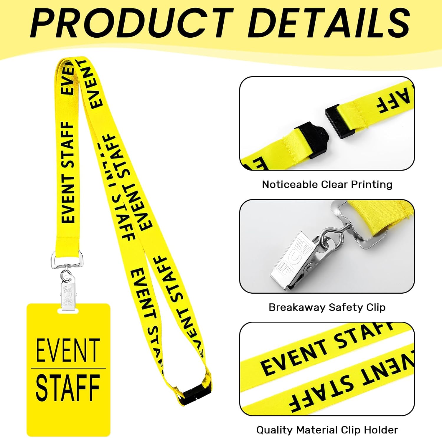 Qilery 50 Set Lanyards with PVC Cards for Events