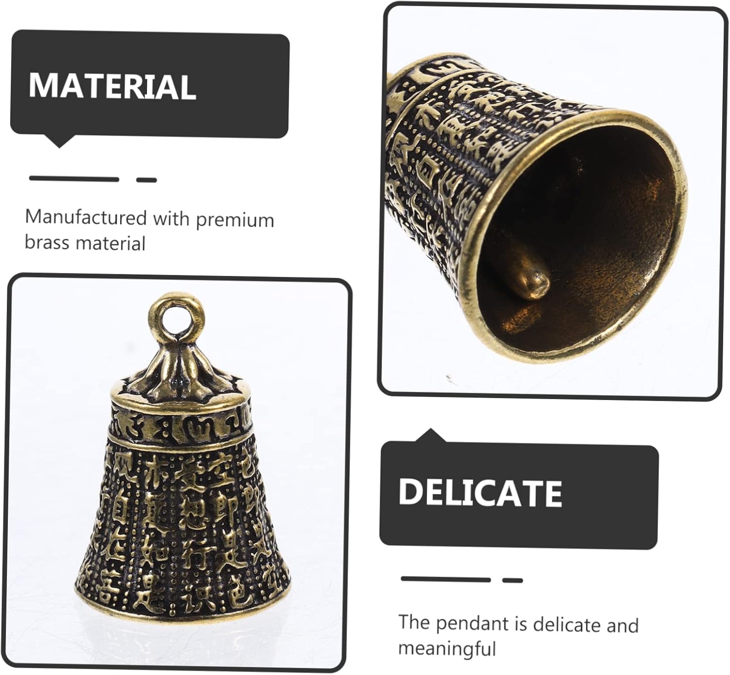 DOITOOL 5Pcs Antique Brass Bell Charms for Keychain and Handicrafts