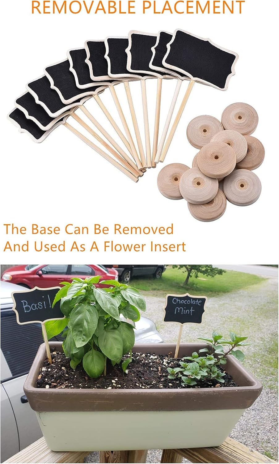 20PCS Wood Mini Chalkboard Signs with Stickers and Chalk