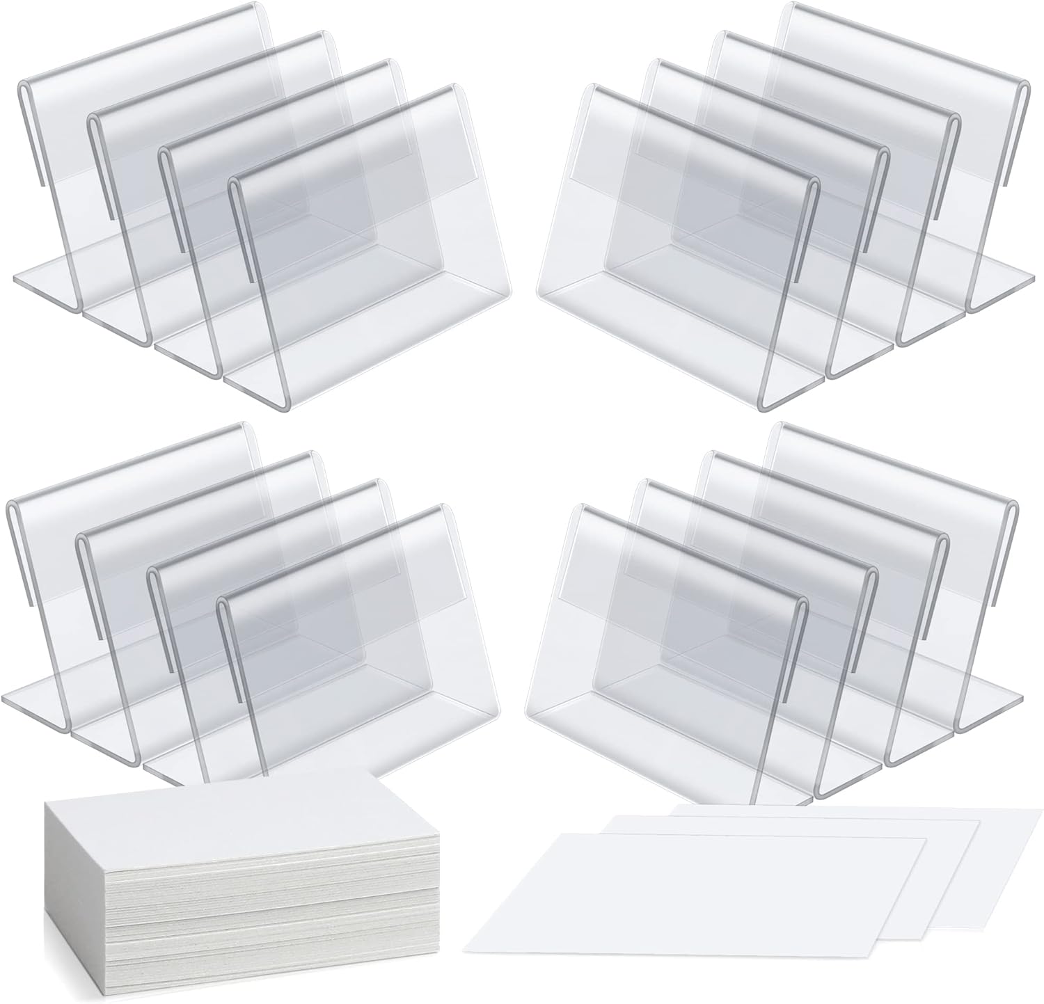 40 Pack Mini Clear Sign Display Holders with Blank Labels