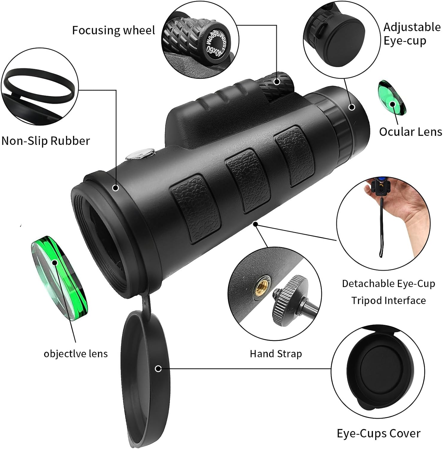 YATIME 80x100 HD High Power Monocular with Smartphone Adapter and Tripod
