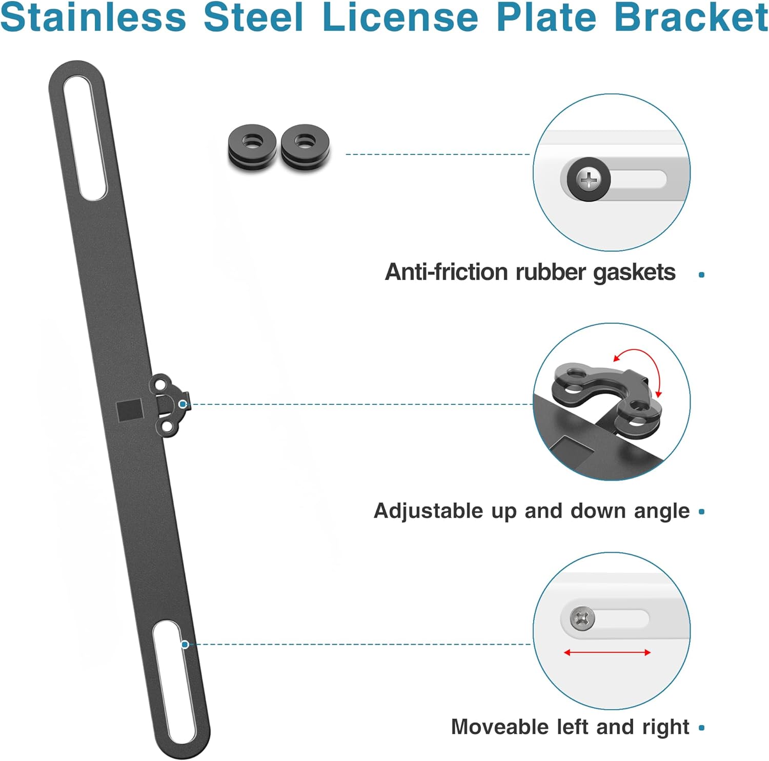 Stainless Steel Backup Camera License Plate Mount 2 PCS
