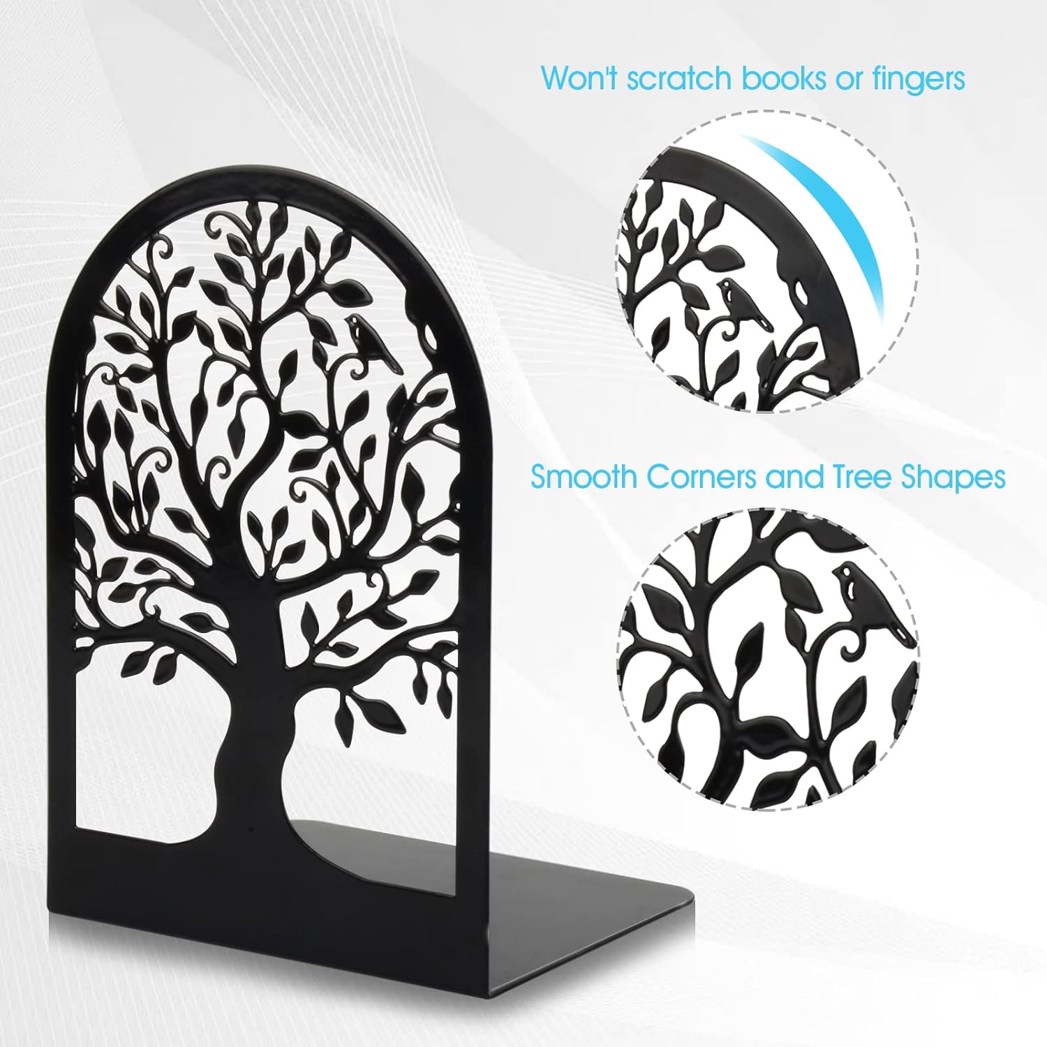 HappyHapi Book Ends Set 3 Pairs 6 Pcs L Shaped Metal