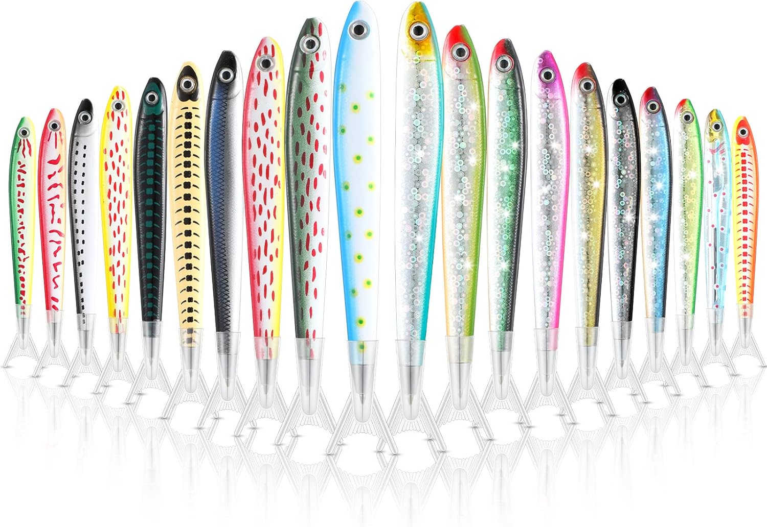 Meanplan 20 Pack Fish Shaped Pens for Kids and Adults