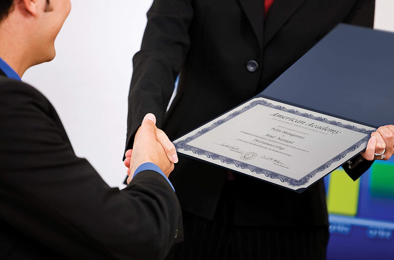 25 Pack Navy Blue Certificate Holders with Gold Foil Border
