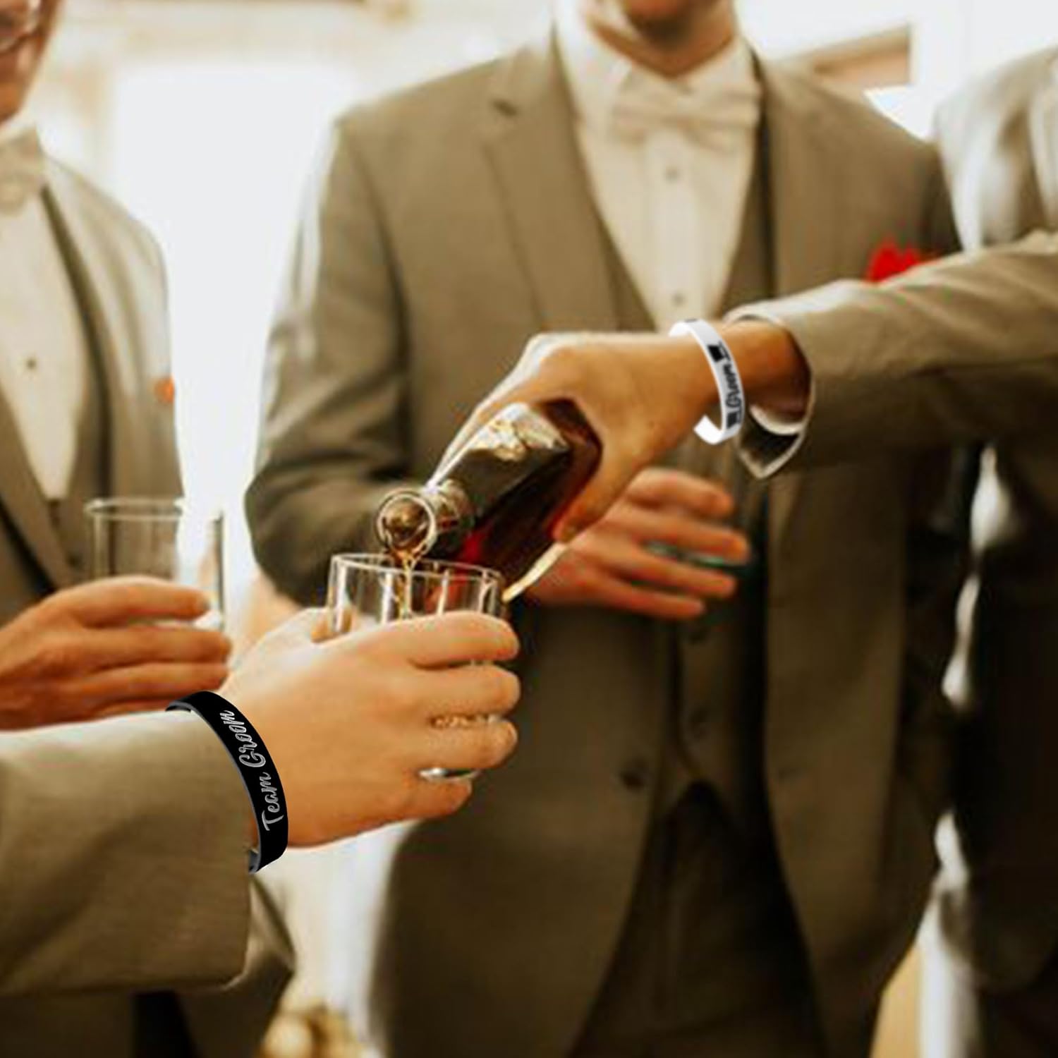 LADYHOME 7 Pcs Silicone Wristbands for Groomsmen Wedding Gifts