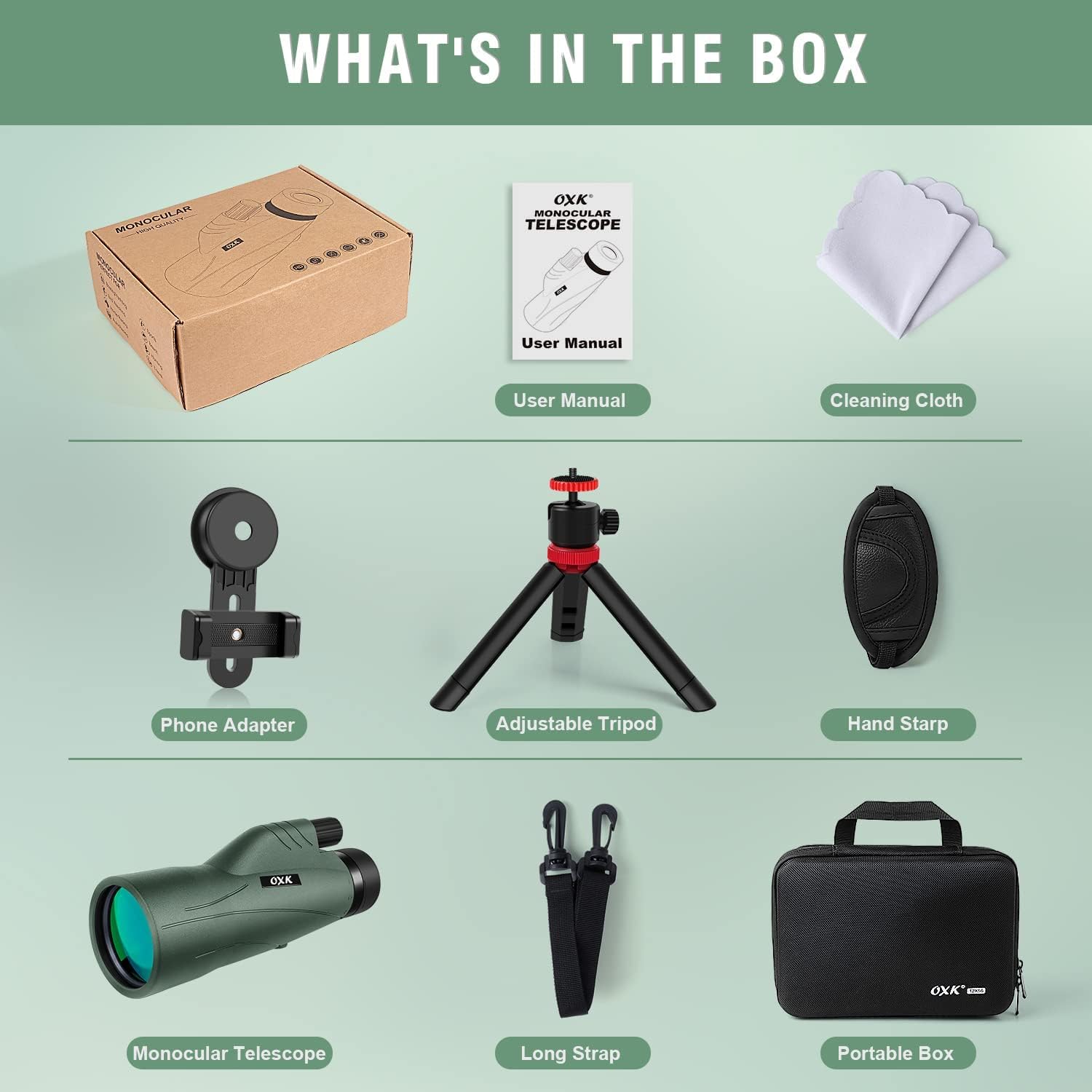12x56 High Power Monocular with Tripod and Smartphone Adapter