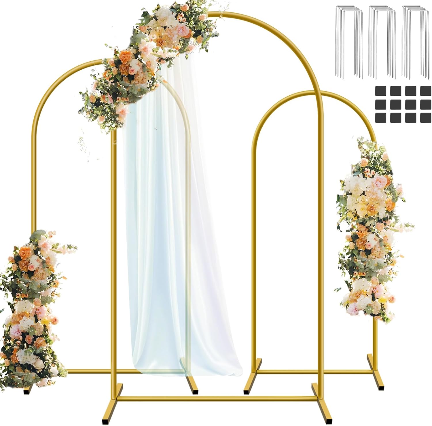 HEMMOTOP Metal Arch Backdrop Stand Set of 3