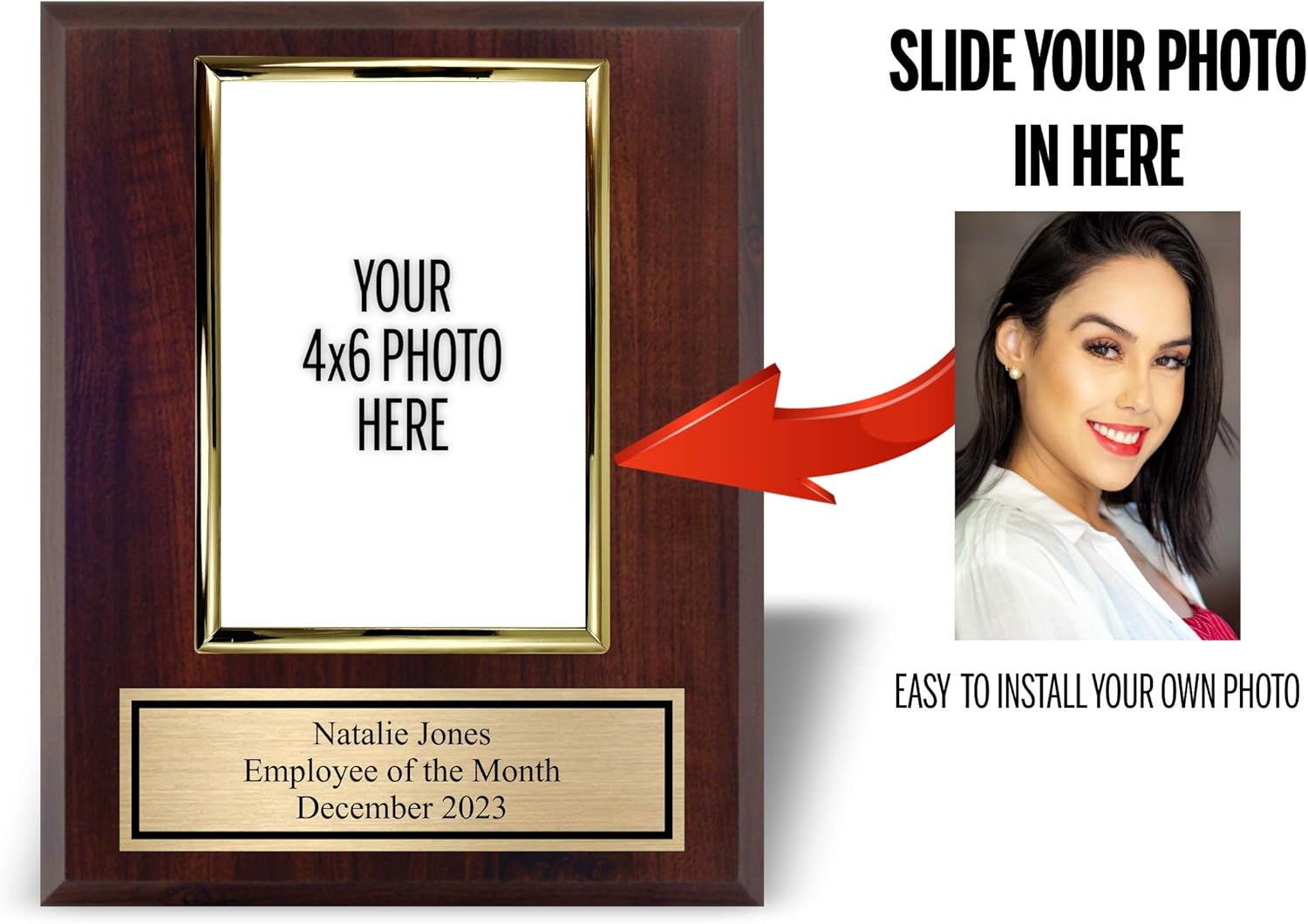 Personalized 8x10 Photo Plaque with 4x6 Picture Holder