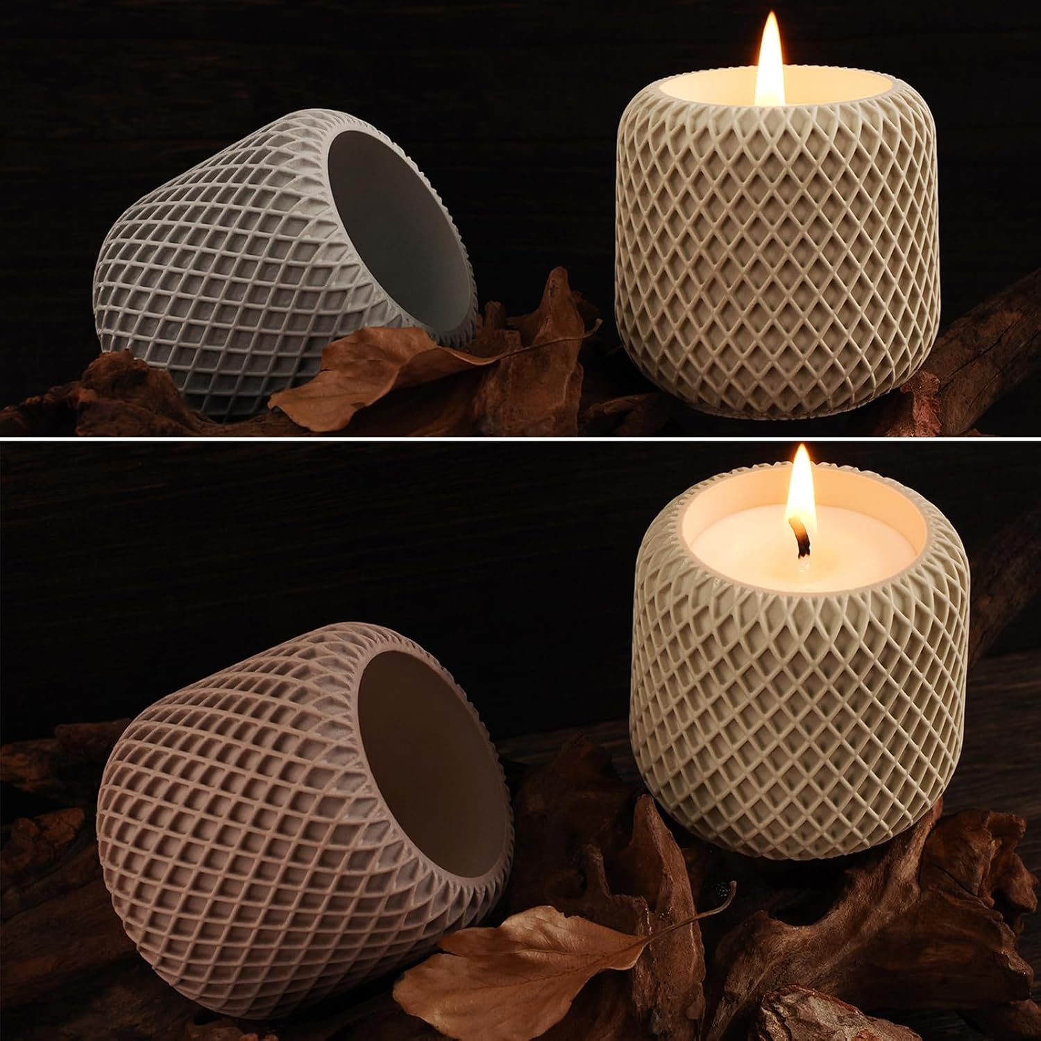 Unique Resin Candle Jar Mold with Geometric Texture