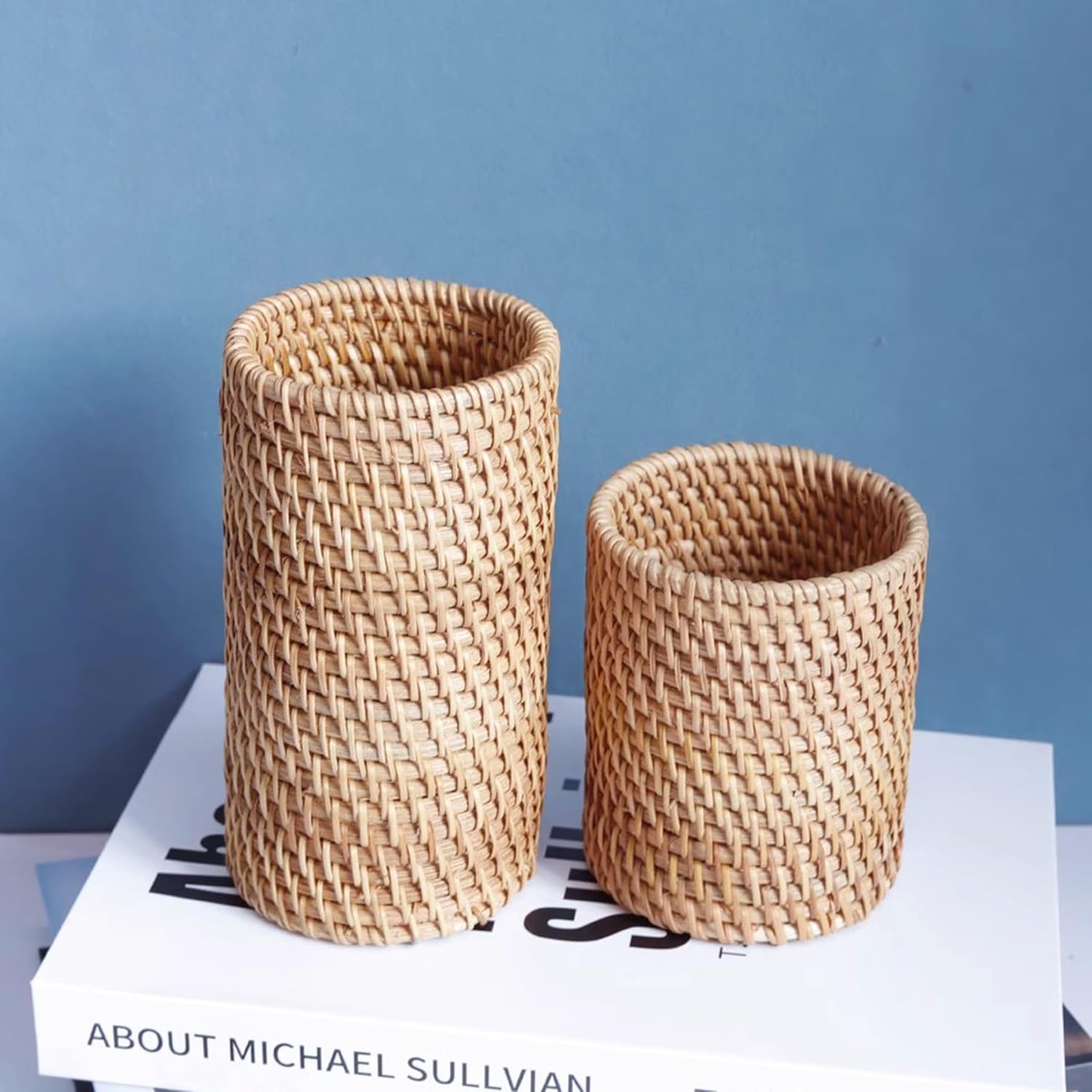 Handmade High Wall Rattan Pen Cup Holder