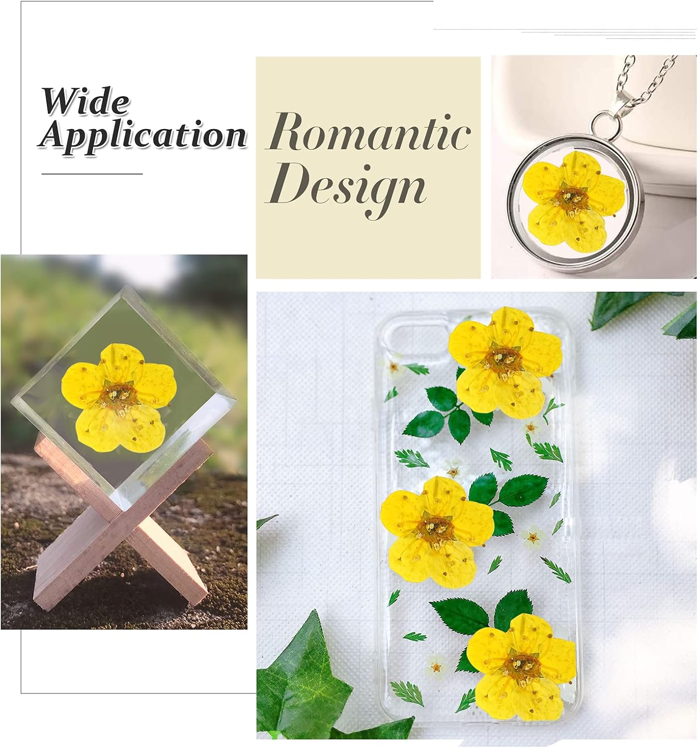Pressed Dried Flowers 60PCS Yellow Plum Blossom for Resin Crafting and Scrapbooking