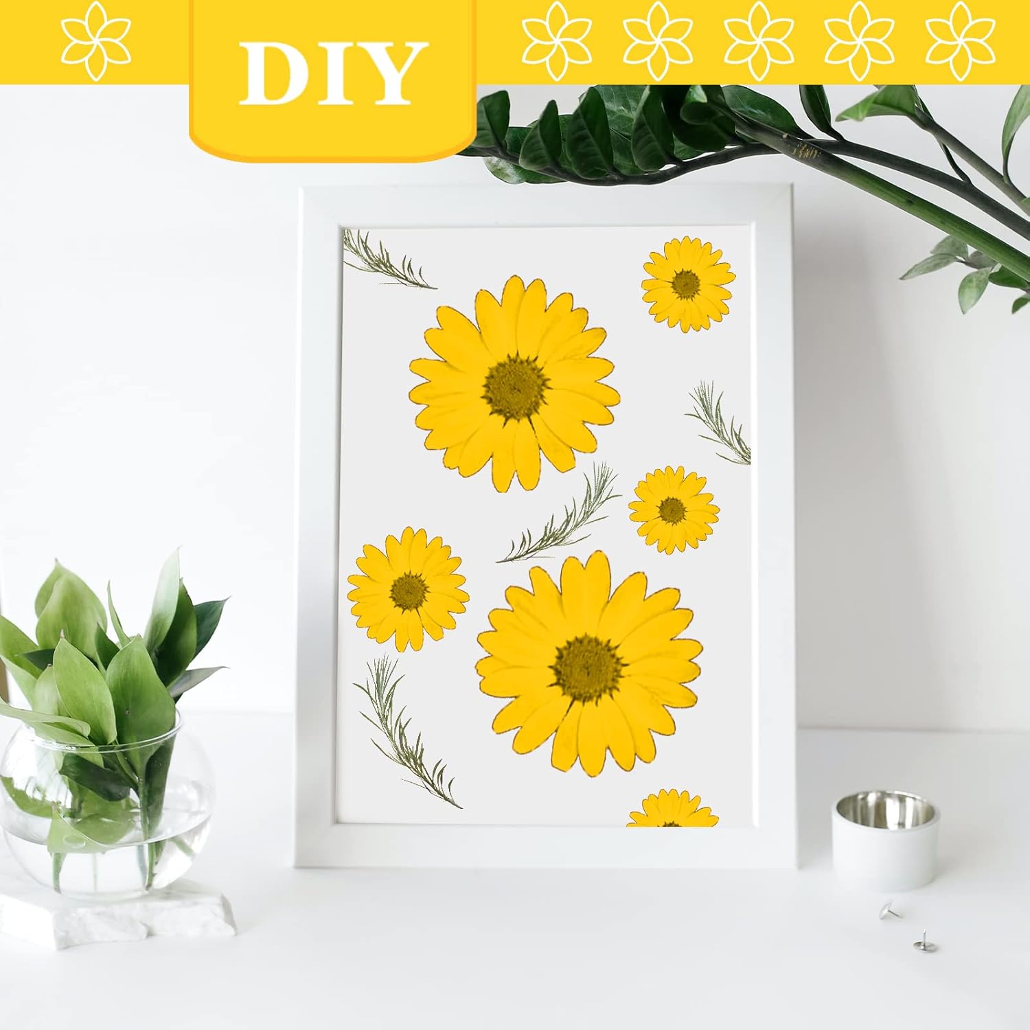 Yellow Dried Flowers Little Daisy for Resin Crafts 60PCS