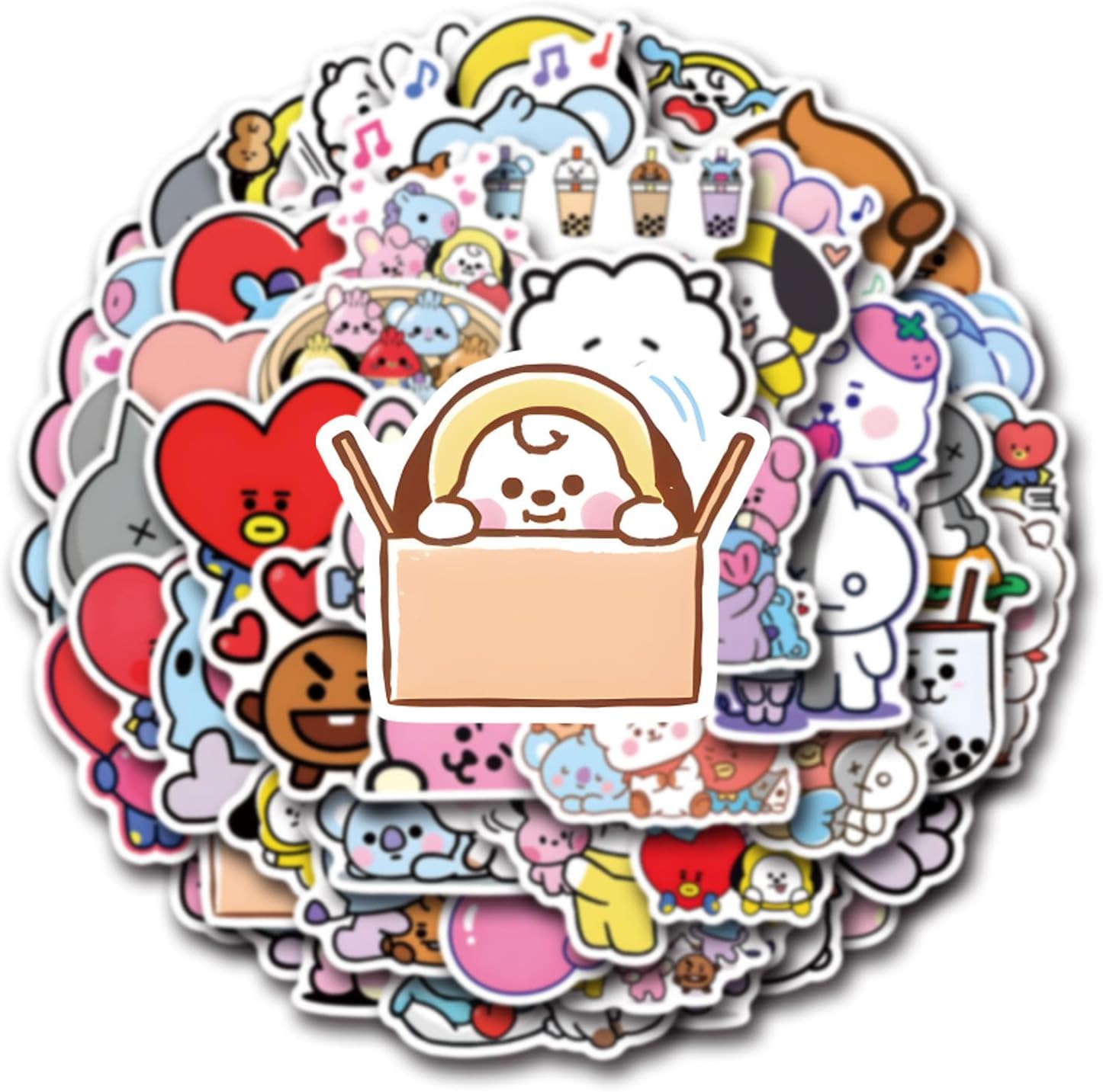 55pcs Cartoon BTS Vinyl Waterproof Stickers for Laptop and More