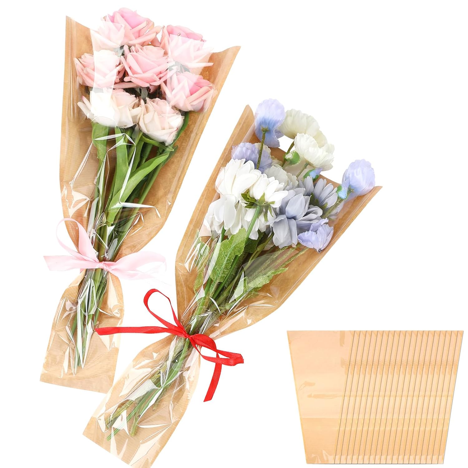 Jansun 40Pcs Flower Wrapping Bags for Bouquets