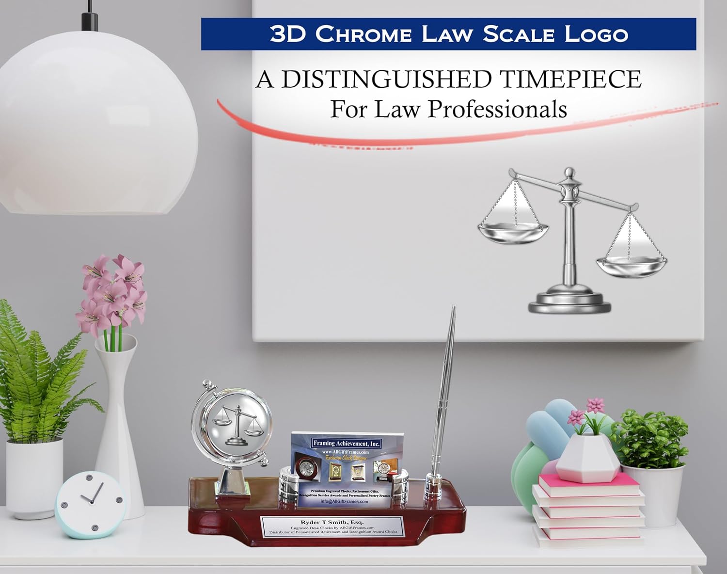 AllGiftFrames Personalized Desk Clock for Lawyers and Graduates