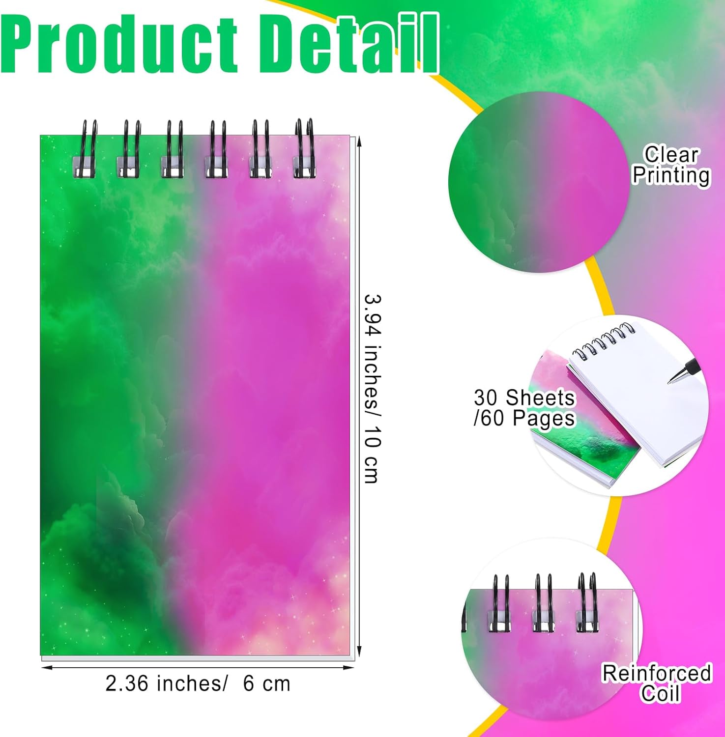 24 Pcs Witch Theme Mini Spiral Notepads Pink Green Party Favors
