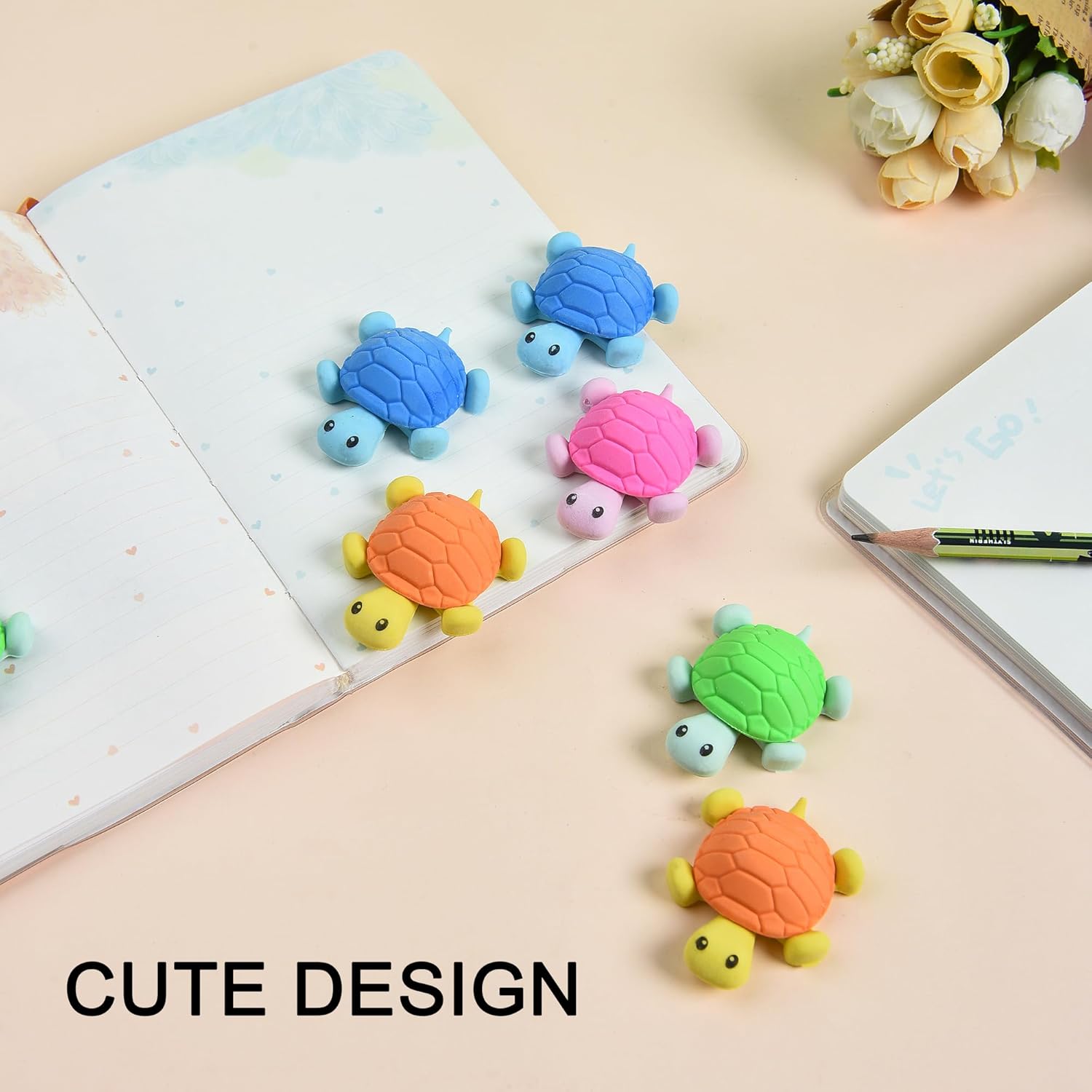 16 Pcs Cute Turtle Pencil Erasers for Kids
