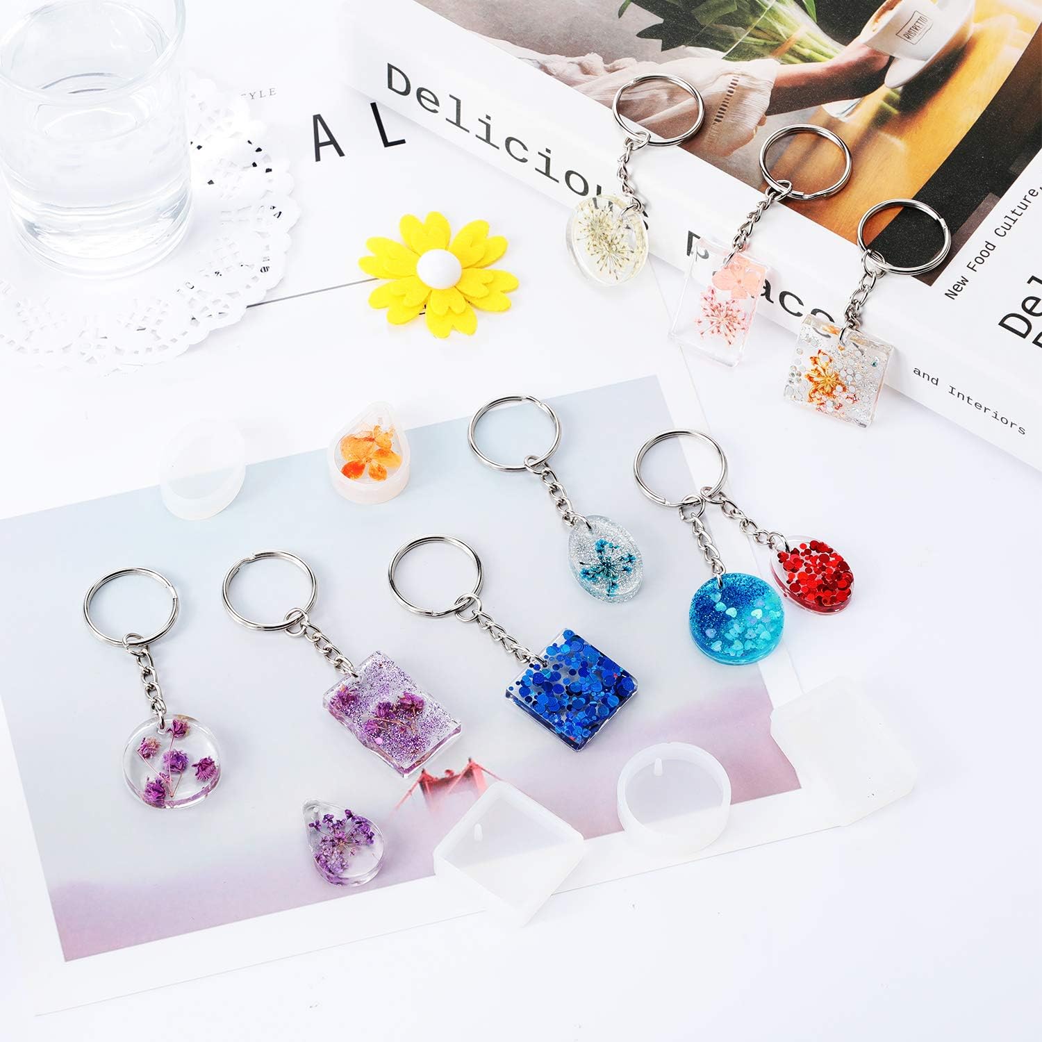 WILLBOND 67 Piece Resin Keychain Mold Set