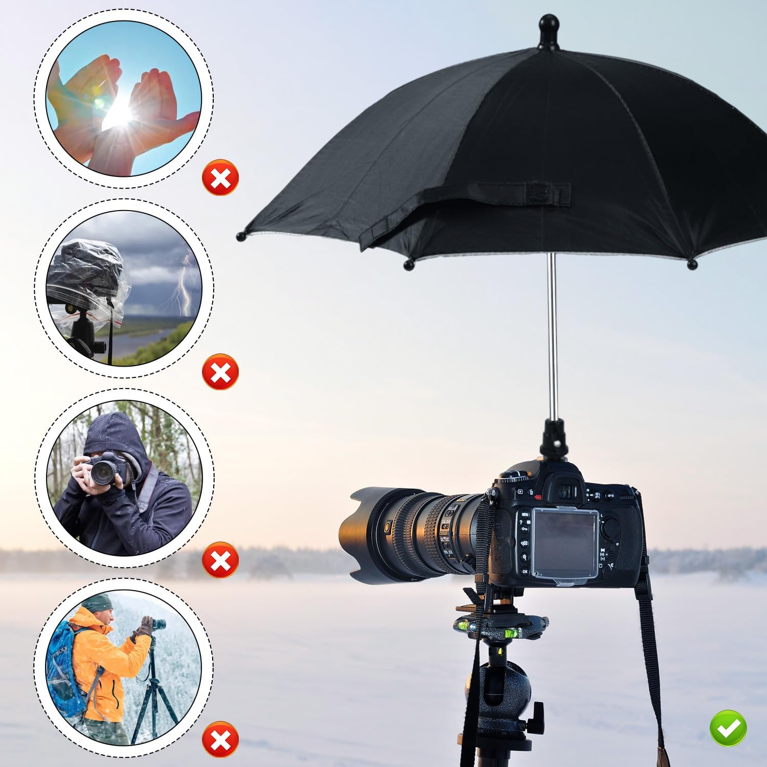 Camera Hot Shoe Umbrella for Canon Nikon DSLR Mirrorless