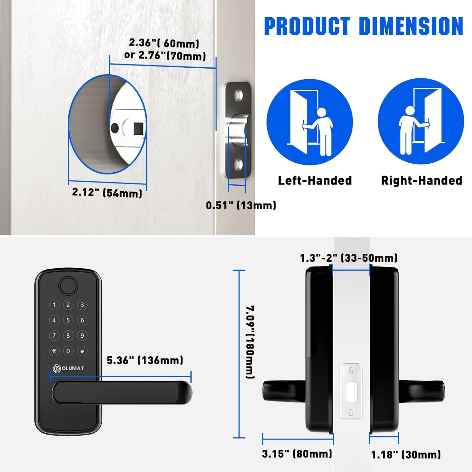 8-in-1 Smart Door Lock with Biometric Fingerprint Keypad
