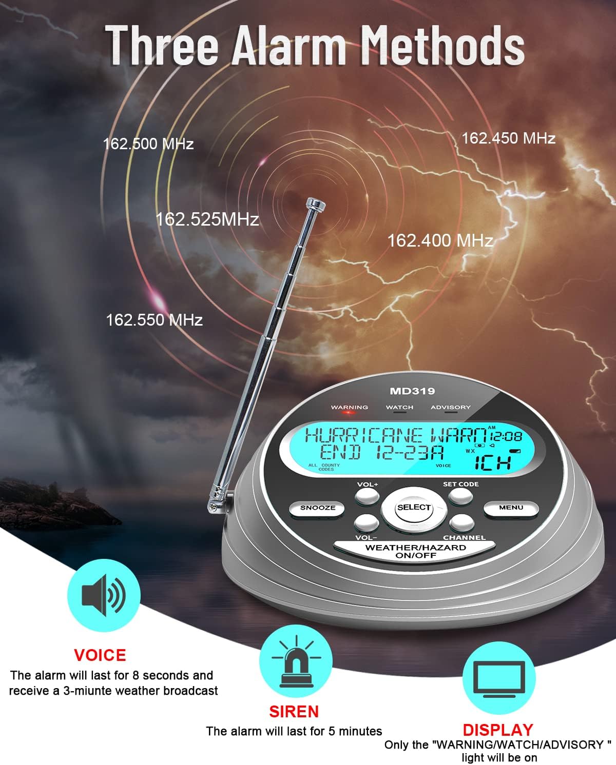 NOAA Weather Alert Radio with SAME and Battery Backup