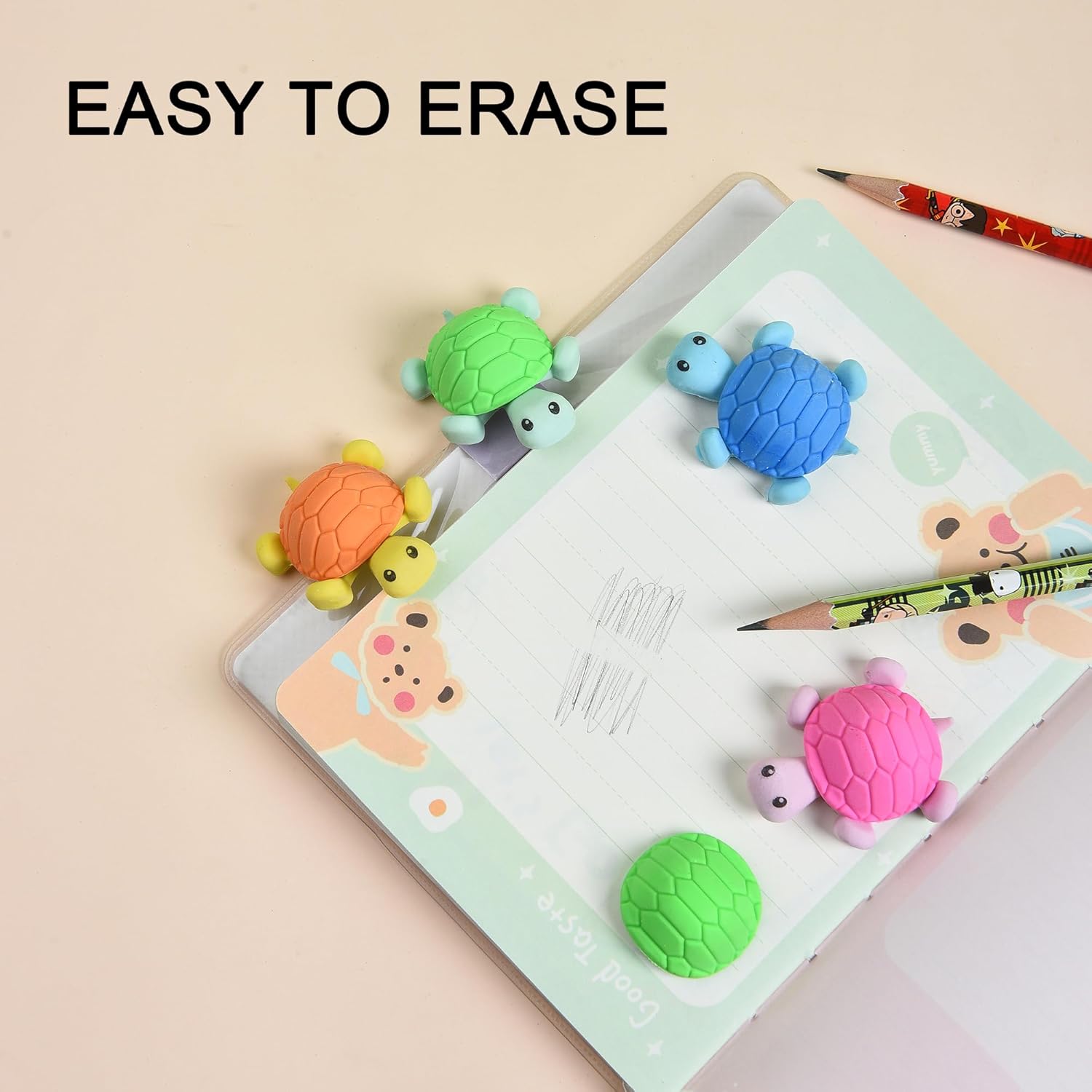 16 Pcs Cute Turtle Pencil Erasers for Kids