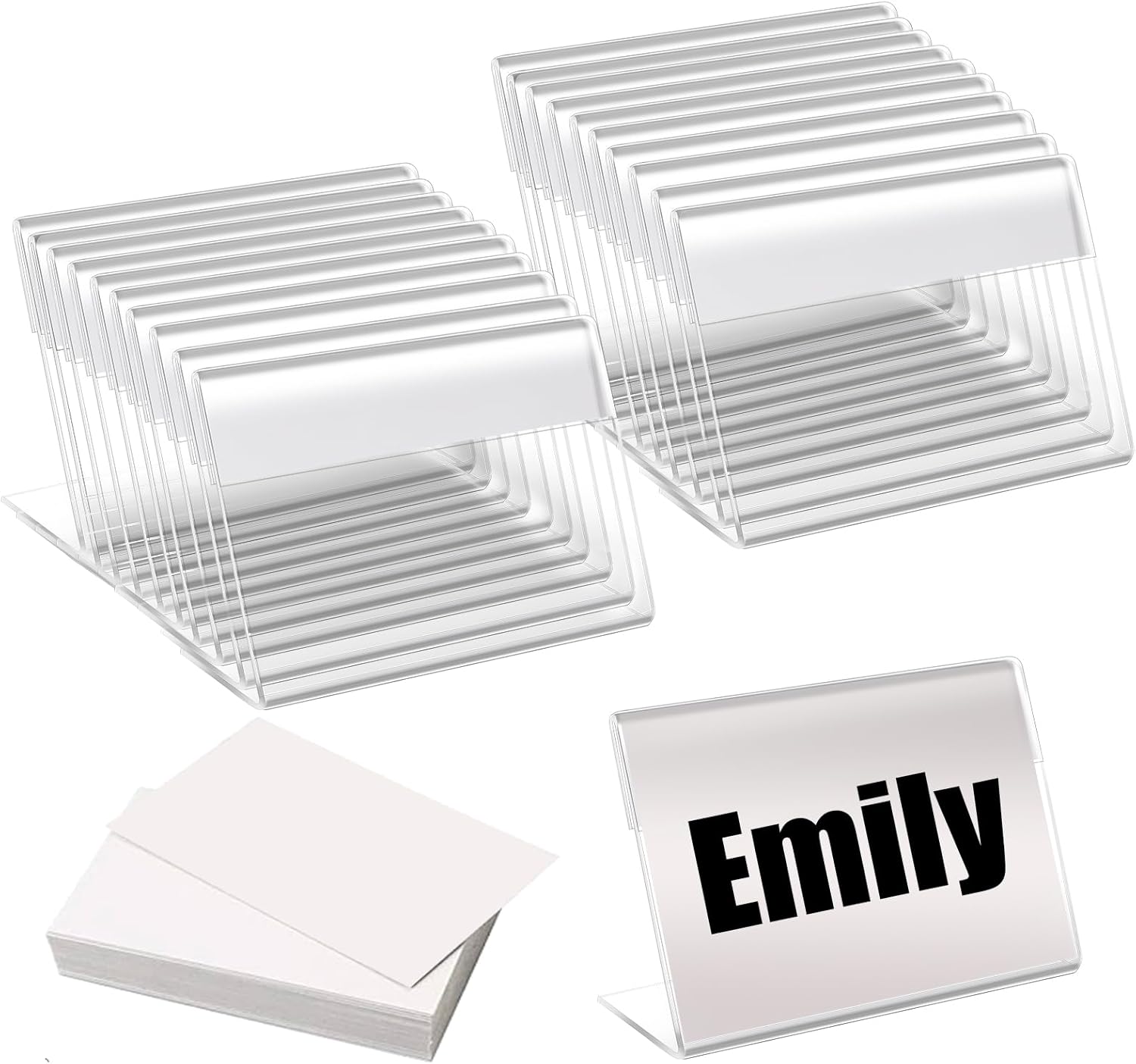 20 Pcs L-Shape Clear Card Display Stands with Blank Labels