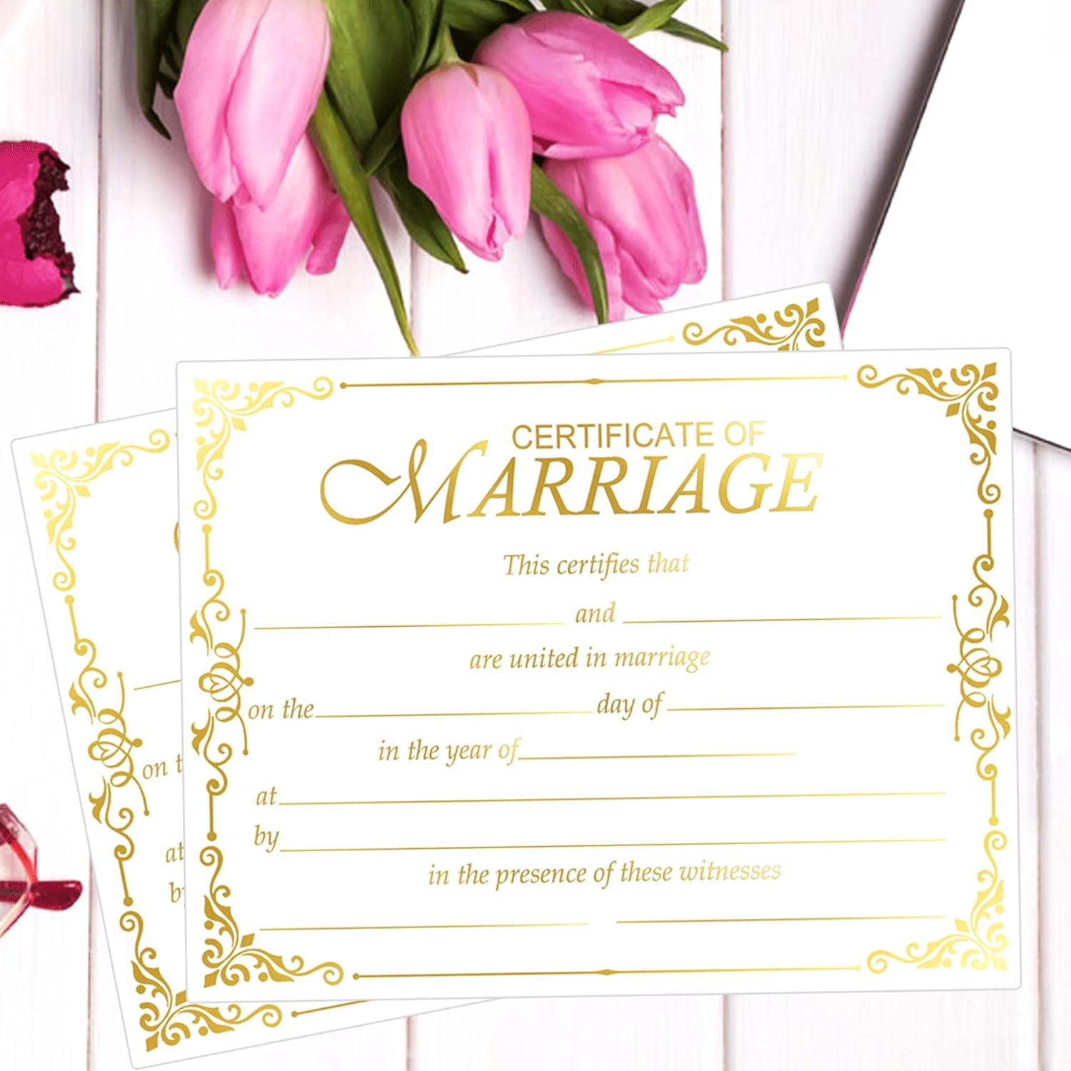 Gold Foil Marriage Certificates 11x85 Inch 24 Pcs Wedding Paper
