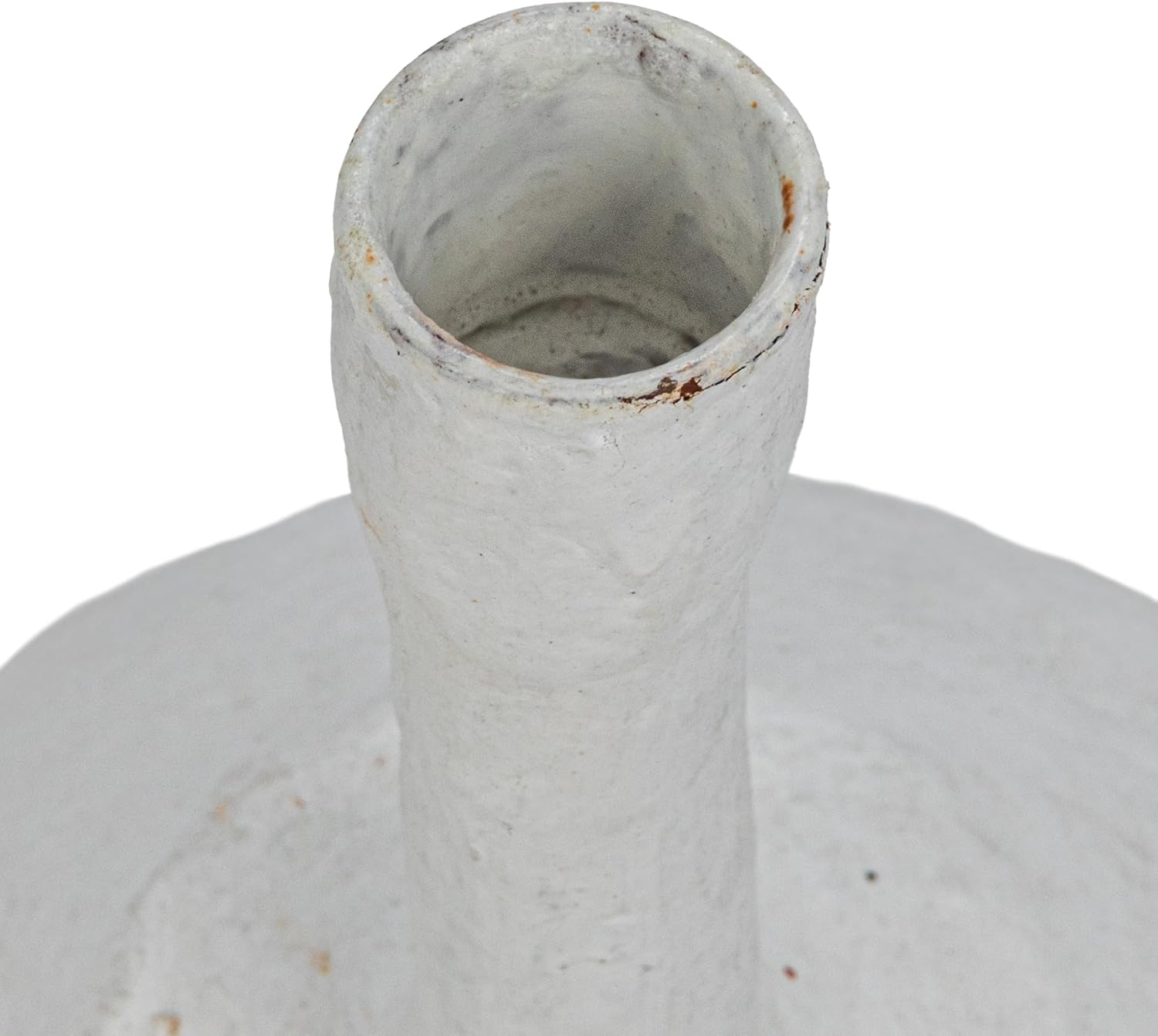 Creative Co-Op Paper Mache Taper Holder with Tall Neck and Whitewashed Finish