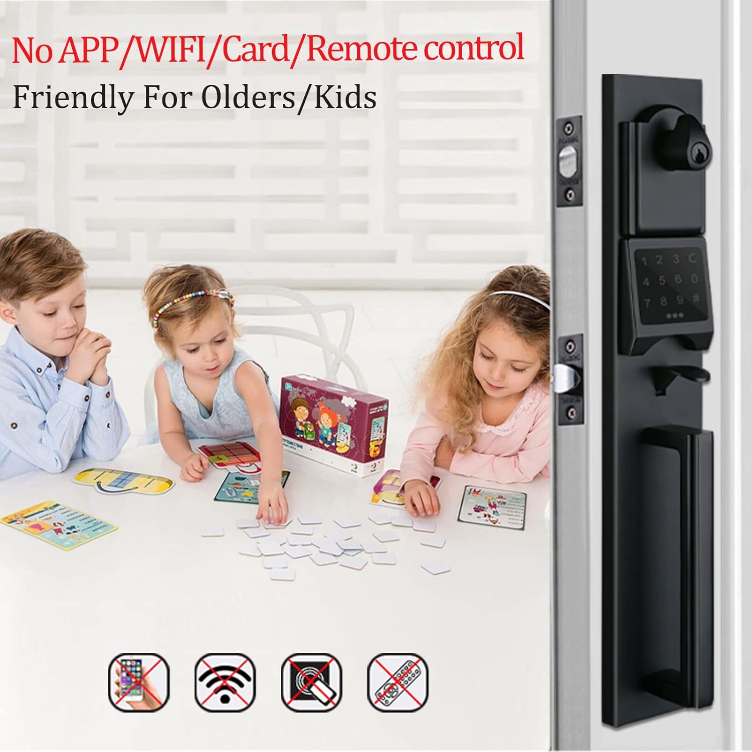 Smart Keypad Deadbolt Handleset in Matte Black for Double Doors
