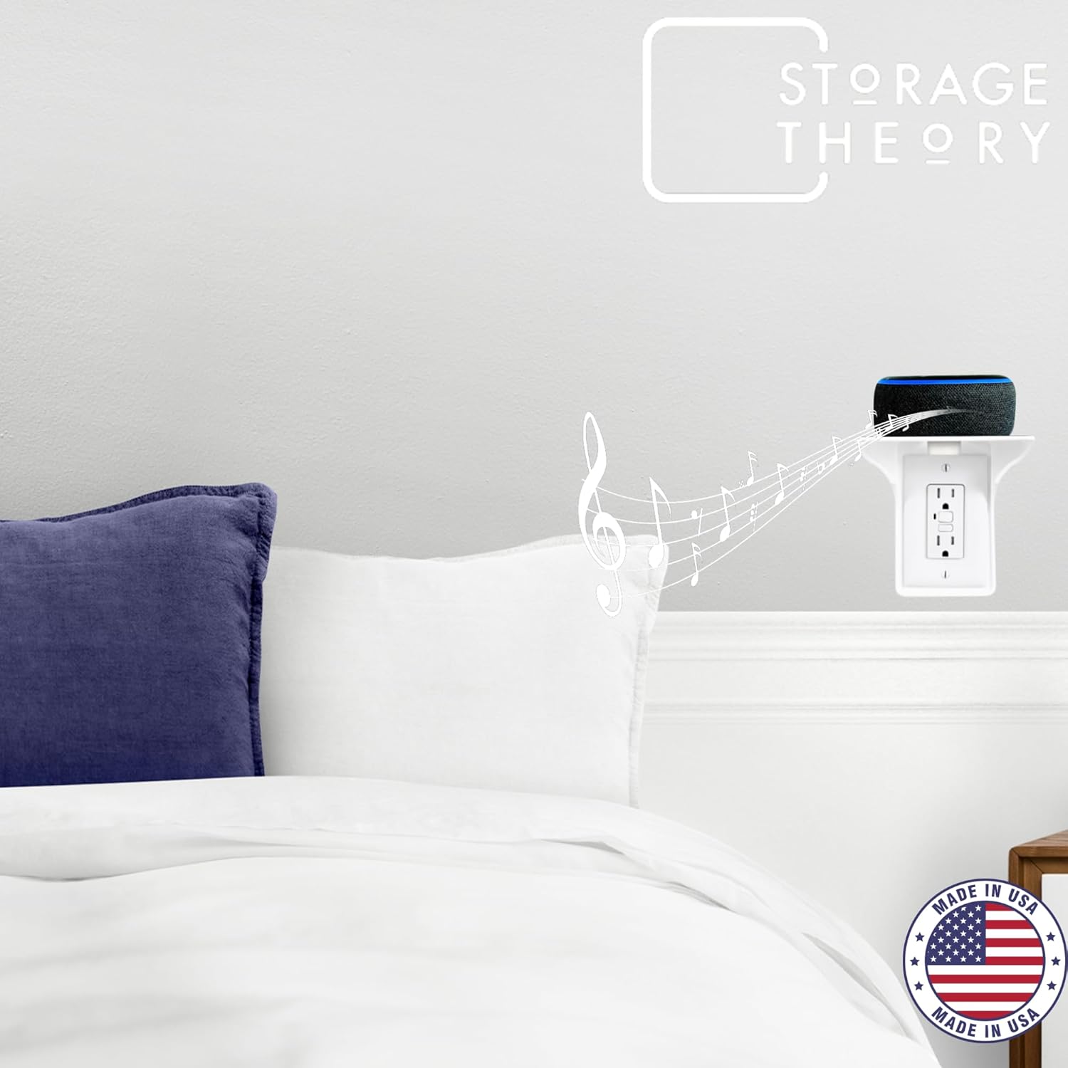 Storage Theory Power Perch Outlet Shelf White 1-Pack