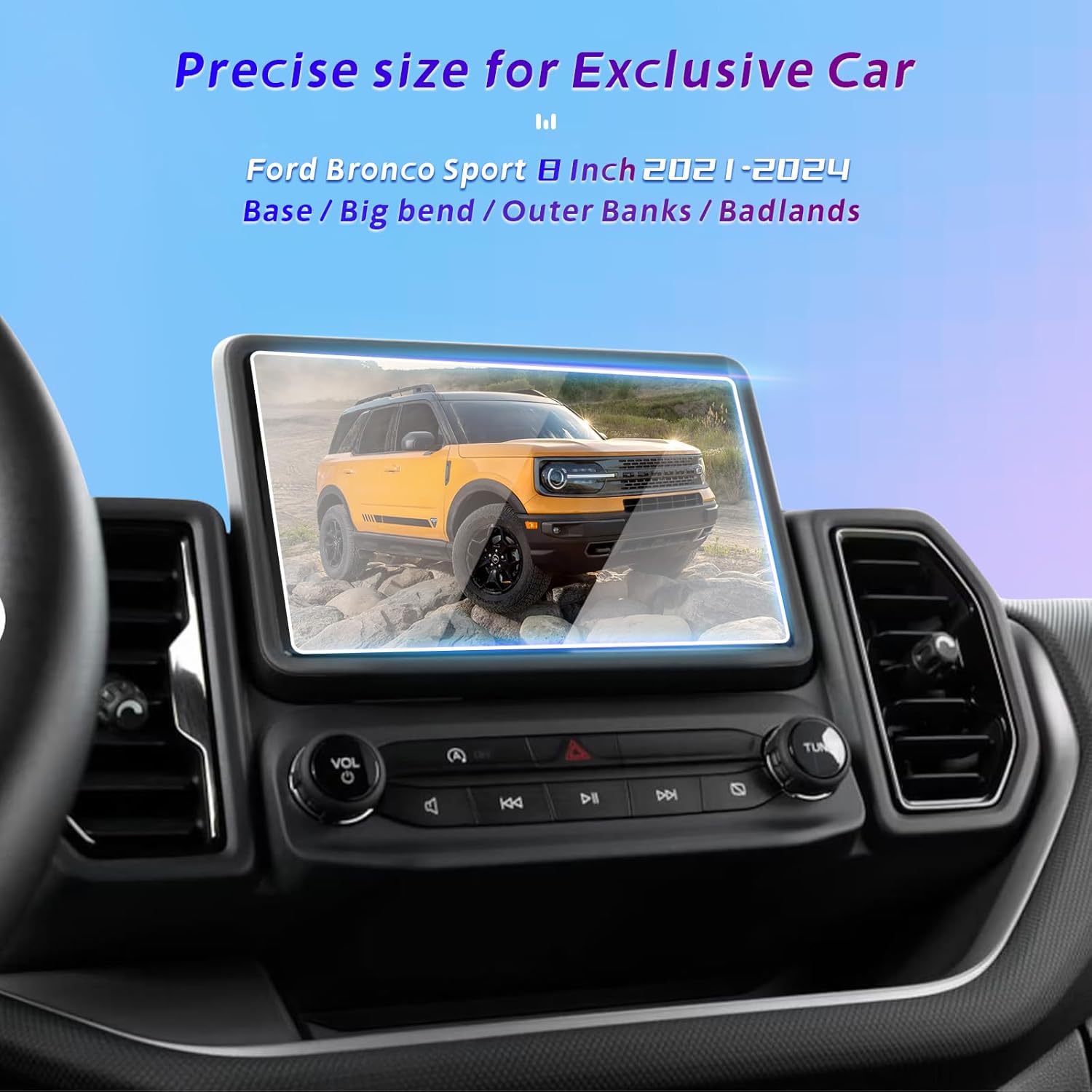 GFJNFG 2024 Bronco Sport 8 Inch Tempered Glass Screen Protector
