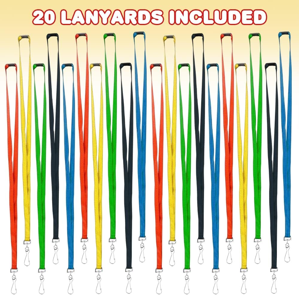 ArtCreativity Kids Lanyards Set of 20 185 Inches Long