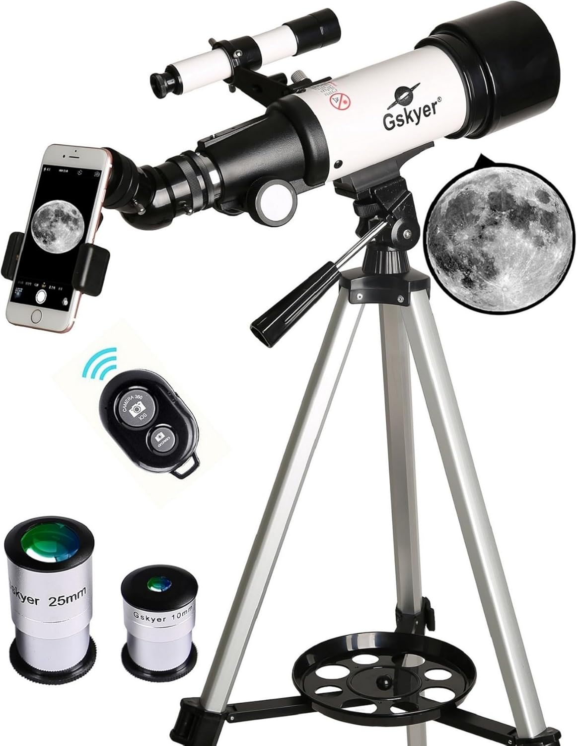 Gskyer 70mm Aperture Refracting Telescope with AZ Mount and Wireless Remote