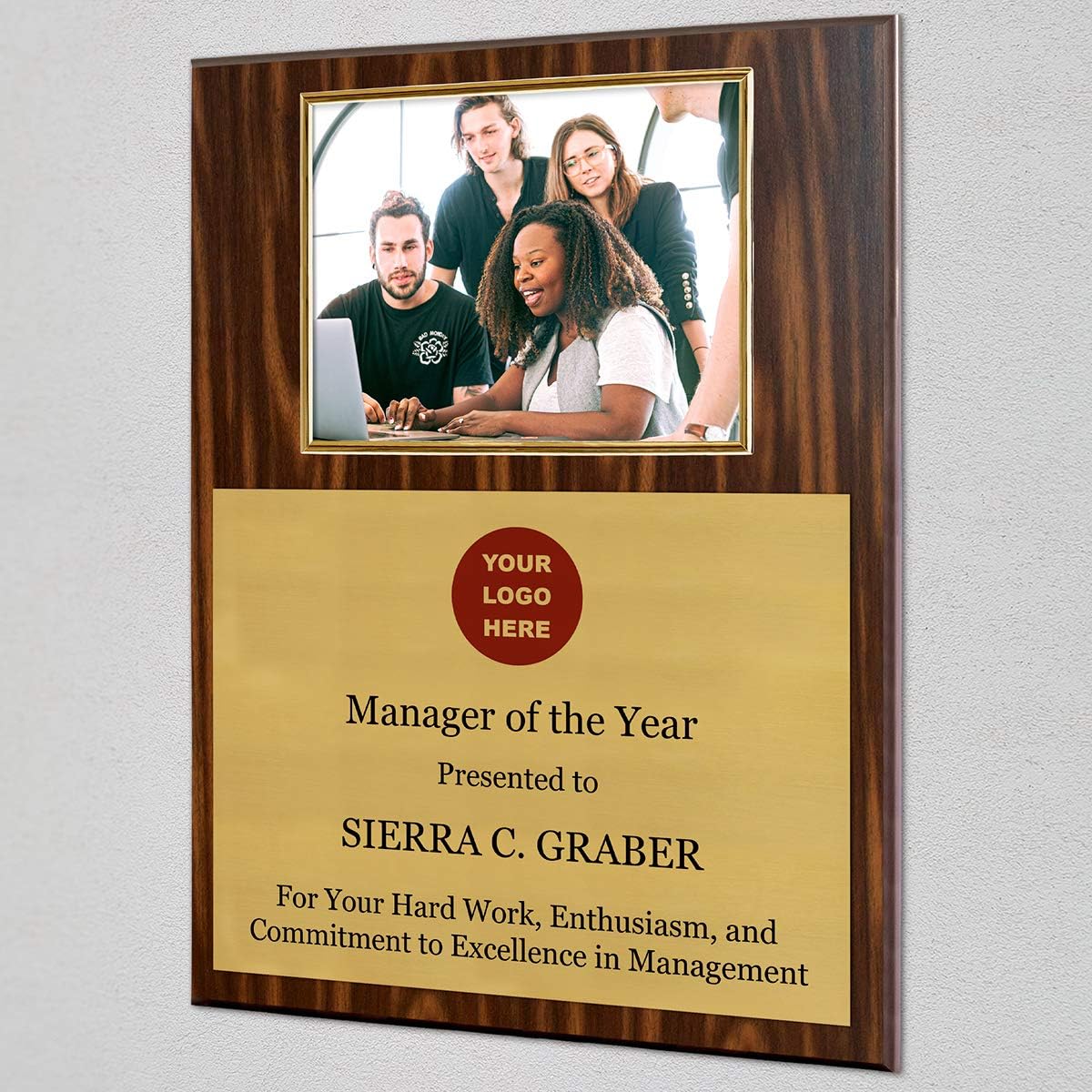 Personalized Photo Plaque with Silver or Gold Frame