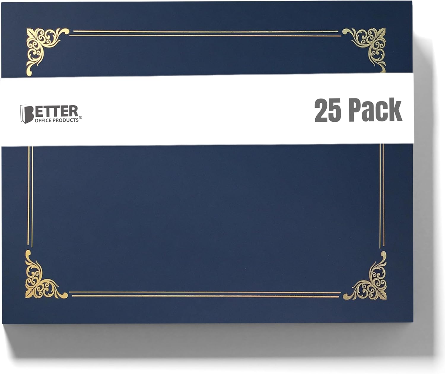 25 Pack Navy Blue Certificate Holders with Gold Foil Border