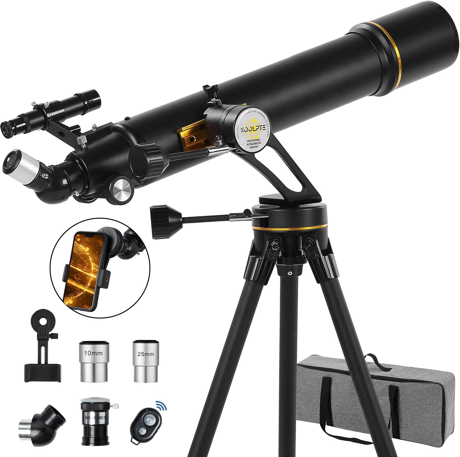 Koolpte 90mm Aperture High Power Telescope with AZ Mounting Base and Accessories
