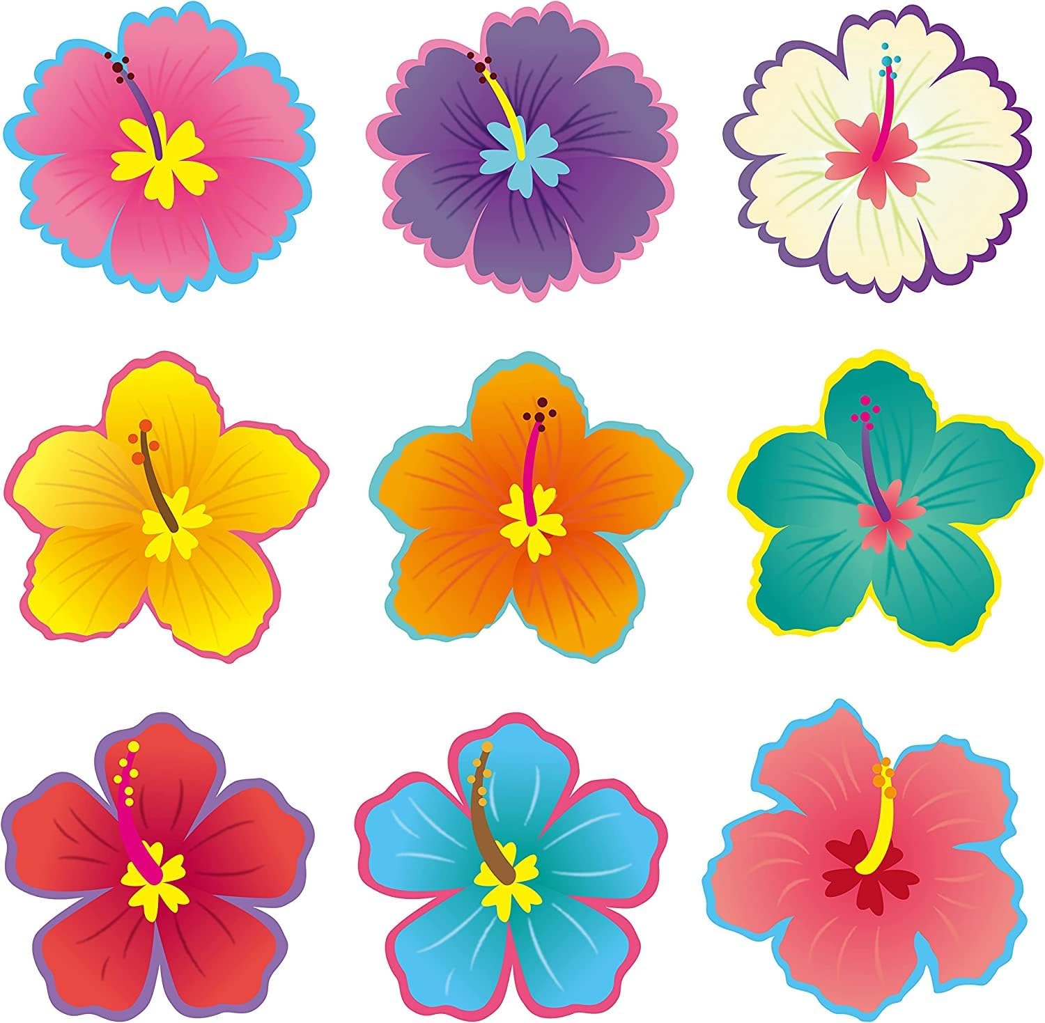 BeYumi 45 Pcs Hibiscus Flower Cutouts Wall Decor Set